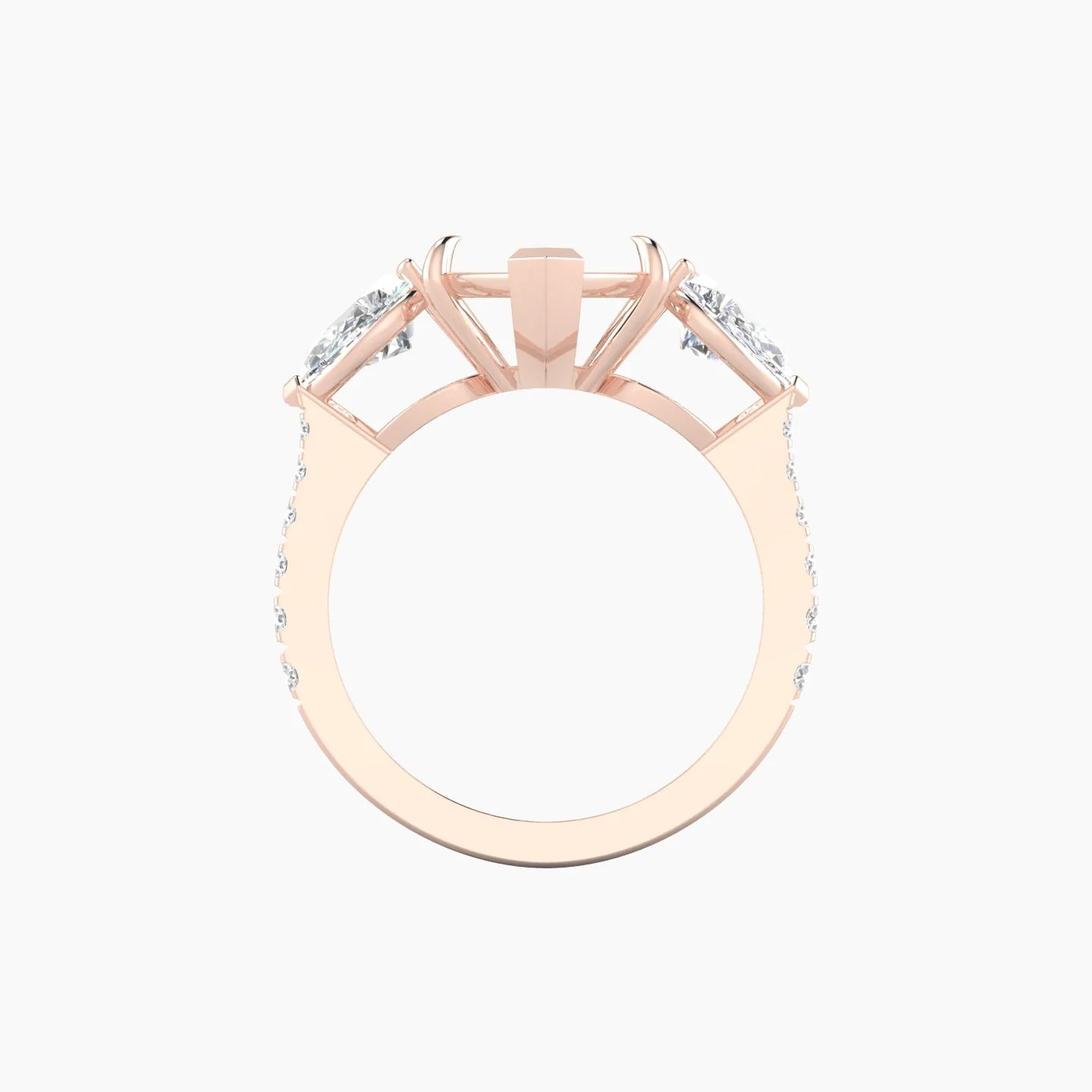 Simple Pear Trilogy with Reverse Shank | 18k Rose Gold 5-7.99 ct Marquise Cut Ring Setting