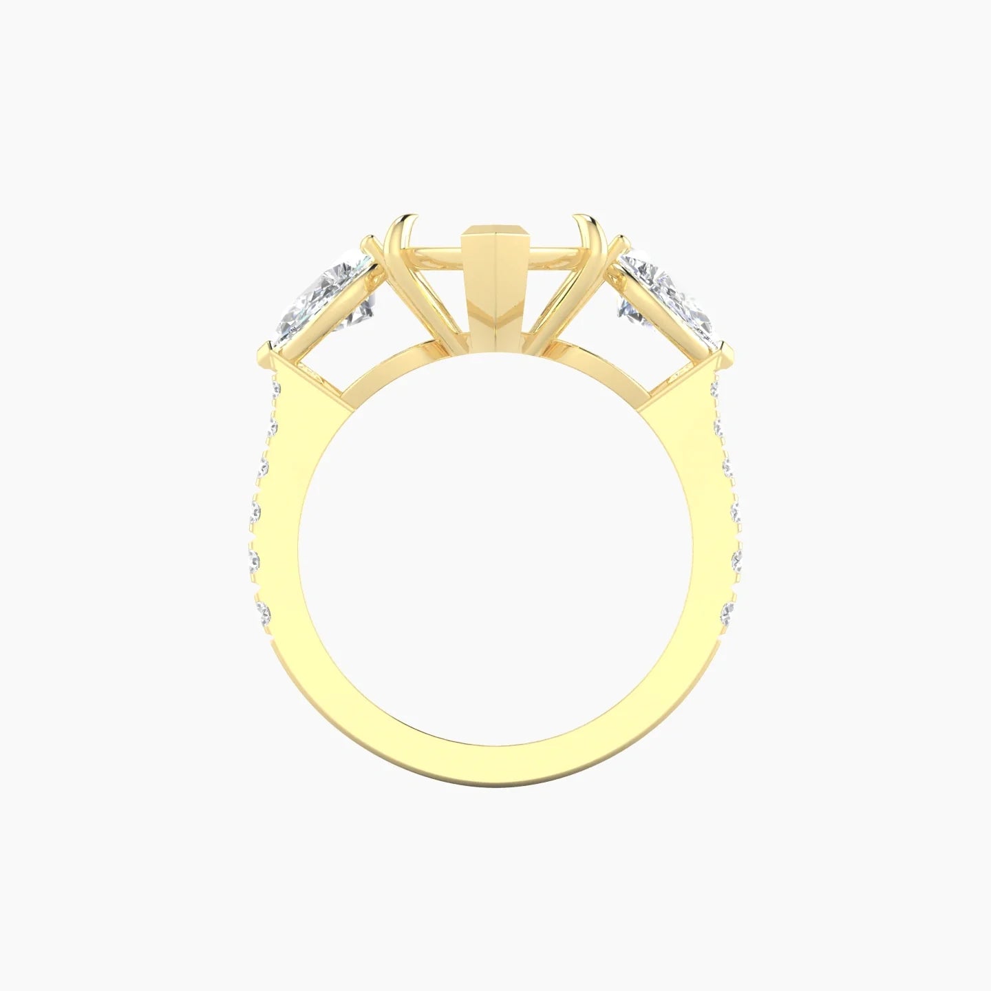 Simple Pear Trilogy with Reverse Shank | 18k Yellow Gold 5-7.99 ct Marquise Cut Ring Setting