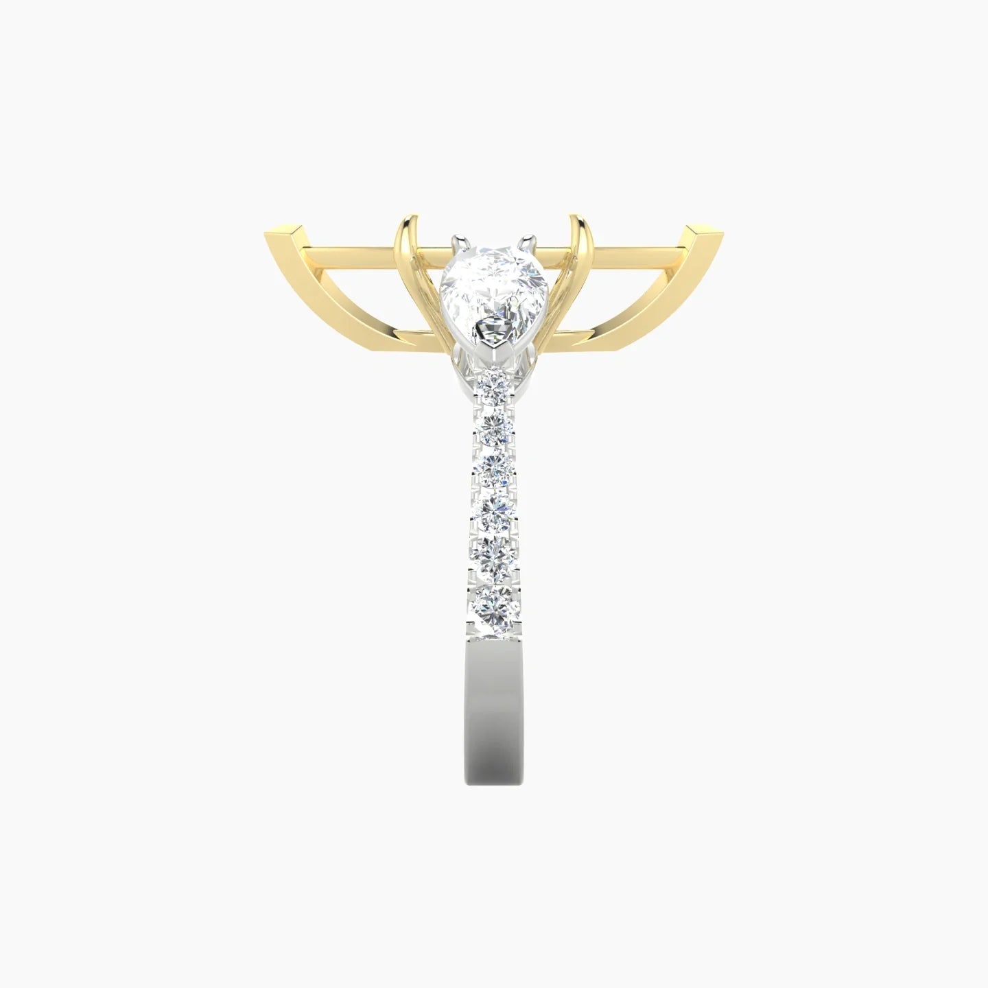 Simple Pear Trilogy with Reverse Shank | 18k White & Yellow Gold 5-7.99 ct Marquise Cut Ring Setting