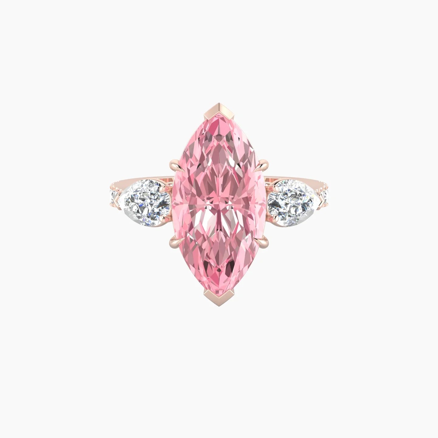 Simple Pear Trilogy with Reverse Shank | 18k Rose Gold 5 ct Marquise Cut Ring