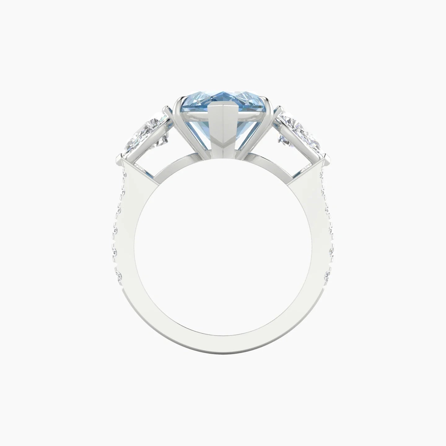 Simple Pear Trilogy with Reverse Shank | 18k White Gold 5 ct Marquise Cut Ring