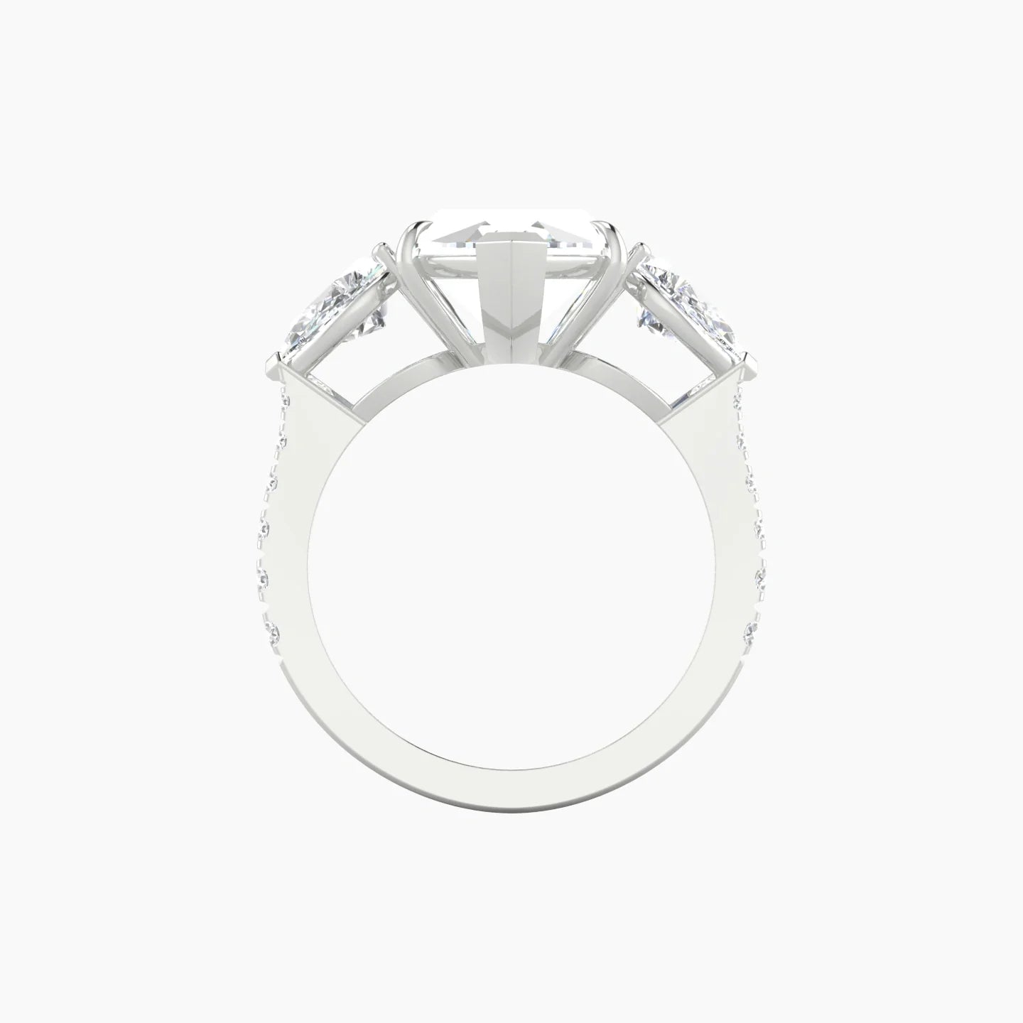 Simple Pear Trilogy with Reverse Shank | 18k White Gold 5 ct Marquise Cut Ring