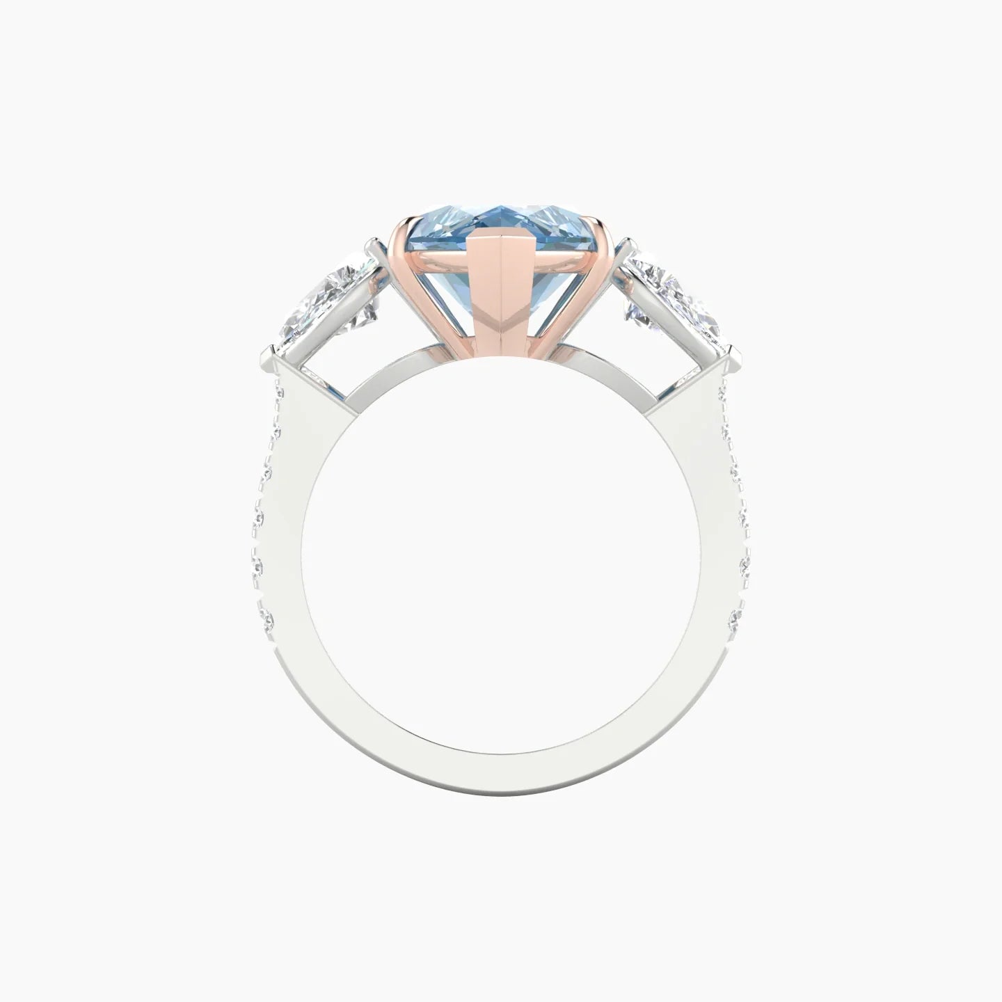 Simple Pear Trilogy with Reverse Shank | 18k White & Rose Gold 5 ct Marquise Cut Ring