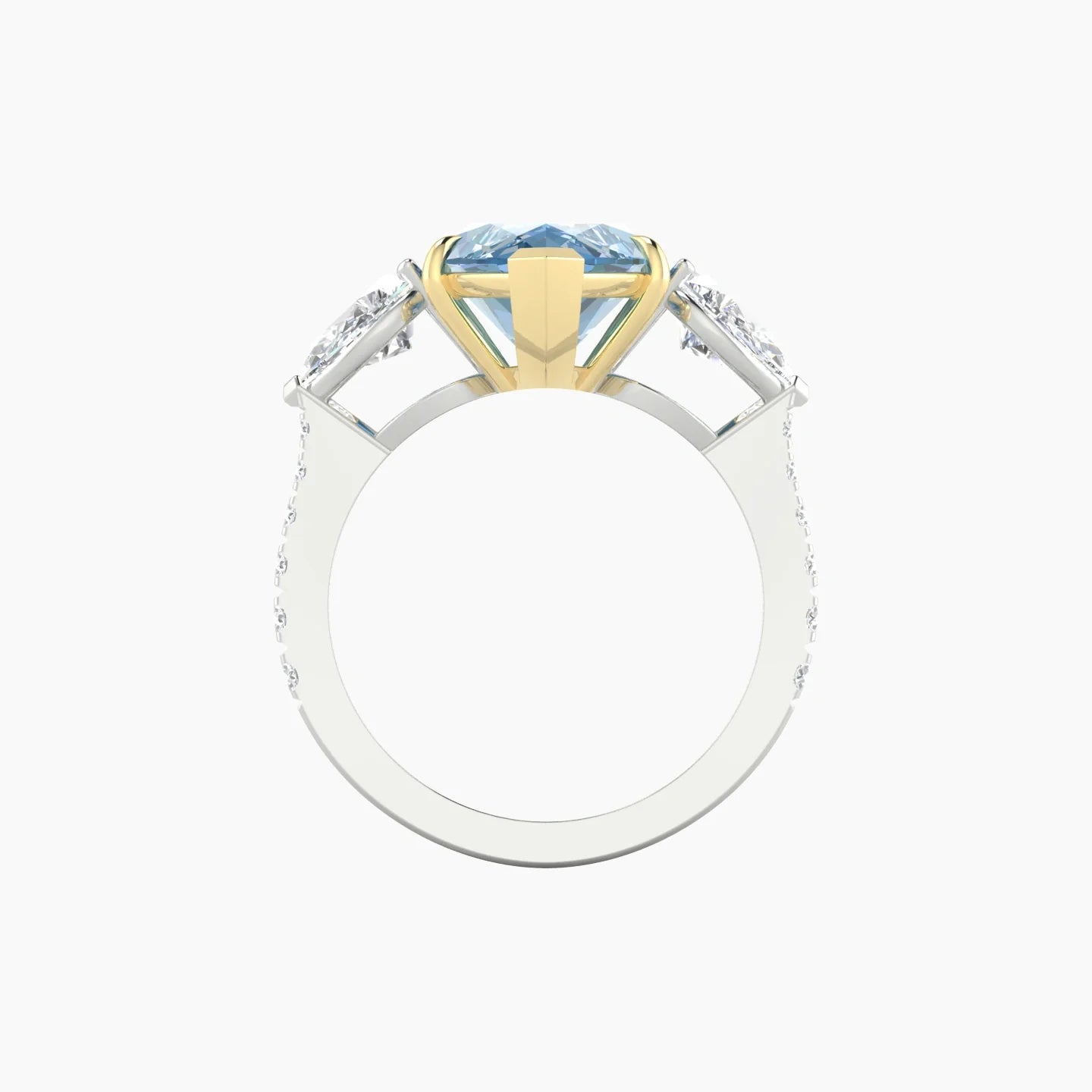 Simple Pear Trilogy with Reverse Shank | 18k White & Yellow Gold 5 ct Marquise Cut Ring