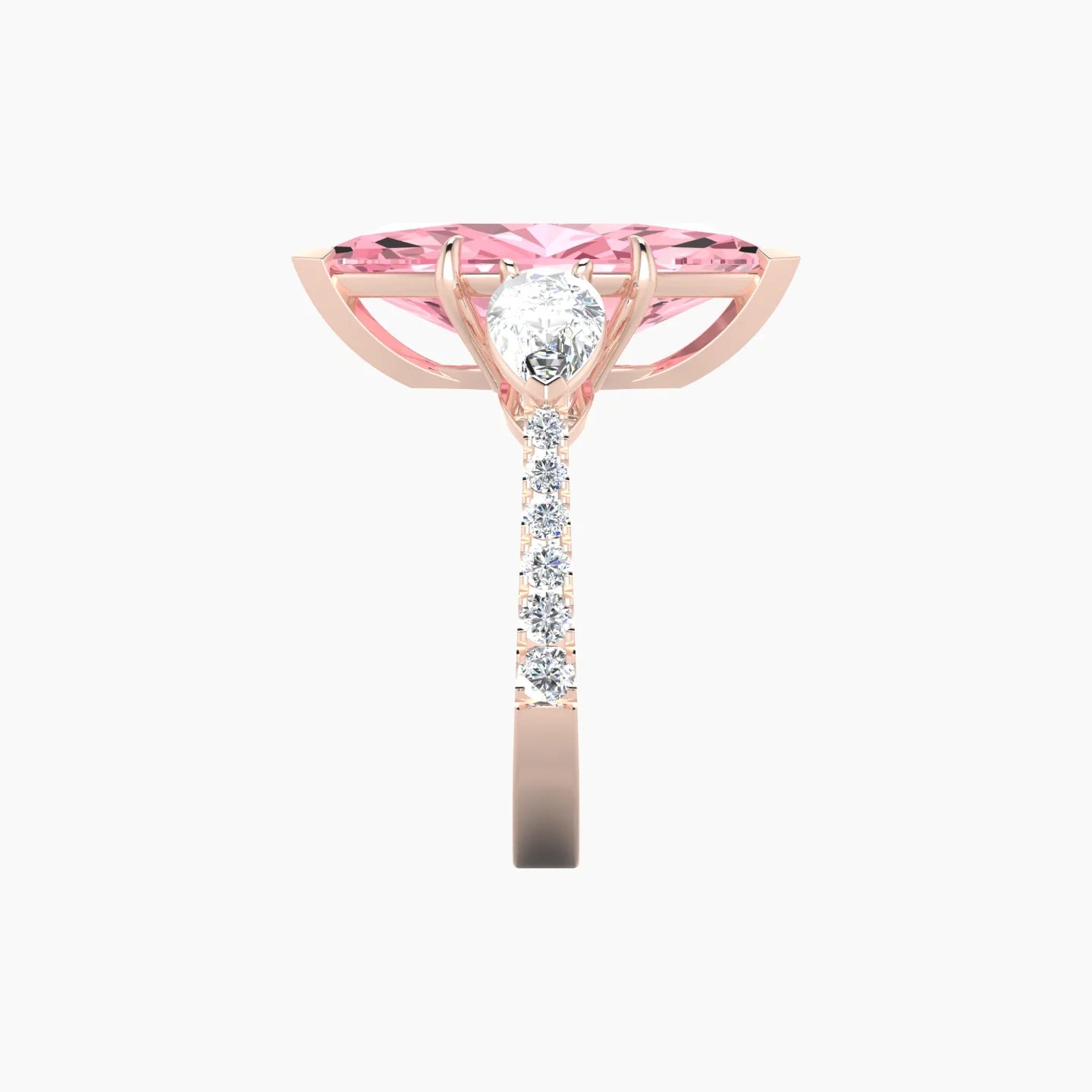 Simple Pear Trilogy with Reverse Shank | 18k Rose Gold 5 ct Marquise Cut Ring