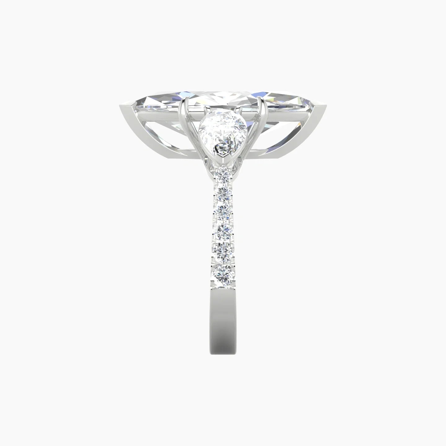 Simple Pear Trilogy with Reverse Shank | 18k White Gold 5 ct Marquise Cut Ring
