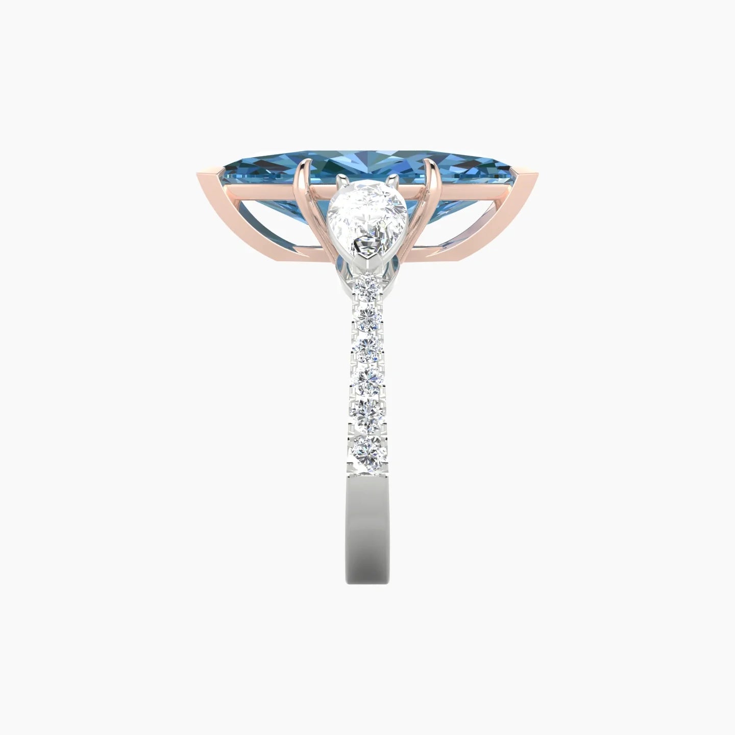 Simple Pear Trilogy with Reverse Shank | 18k White & Rose Gold 5 ct Marquise Cut Ring