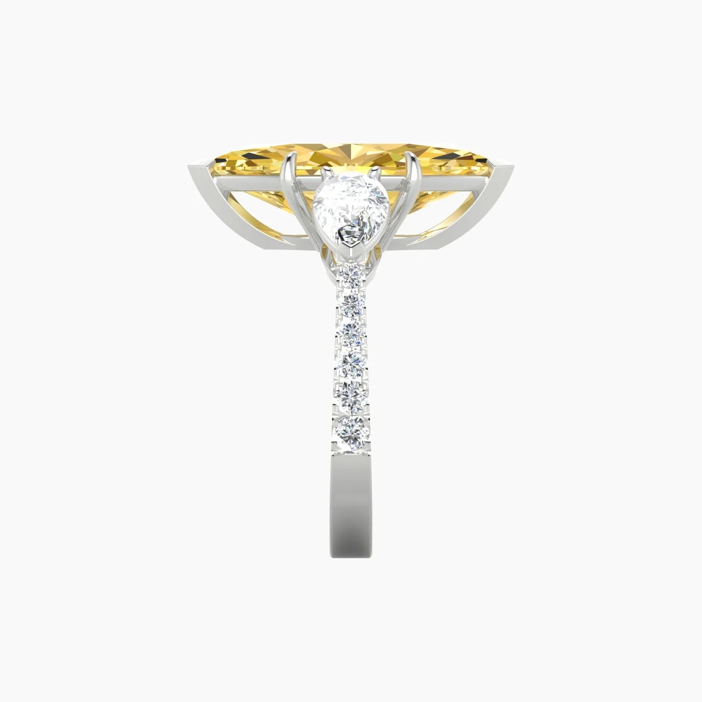 Simple Pear Trilogy with Reverse Shank | 18k White Gold 5 ct Marquise Cut Ring