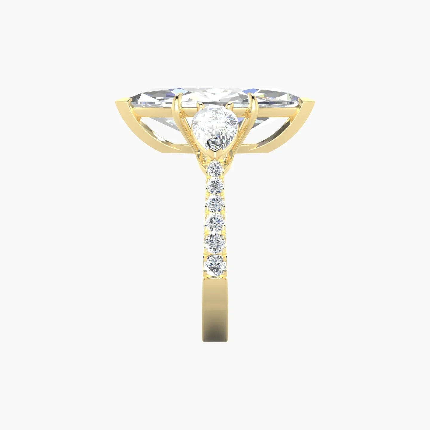 Simple Pear Trilogy with Reverse Shank | 18k Yellow Gold 5 ct Marquise Cut Ring