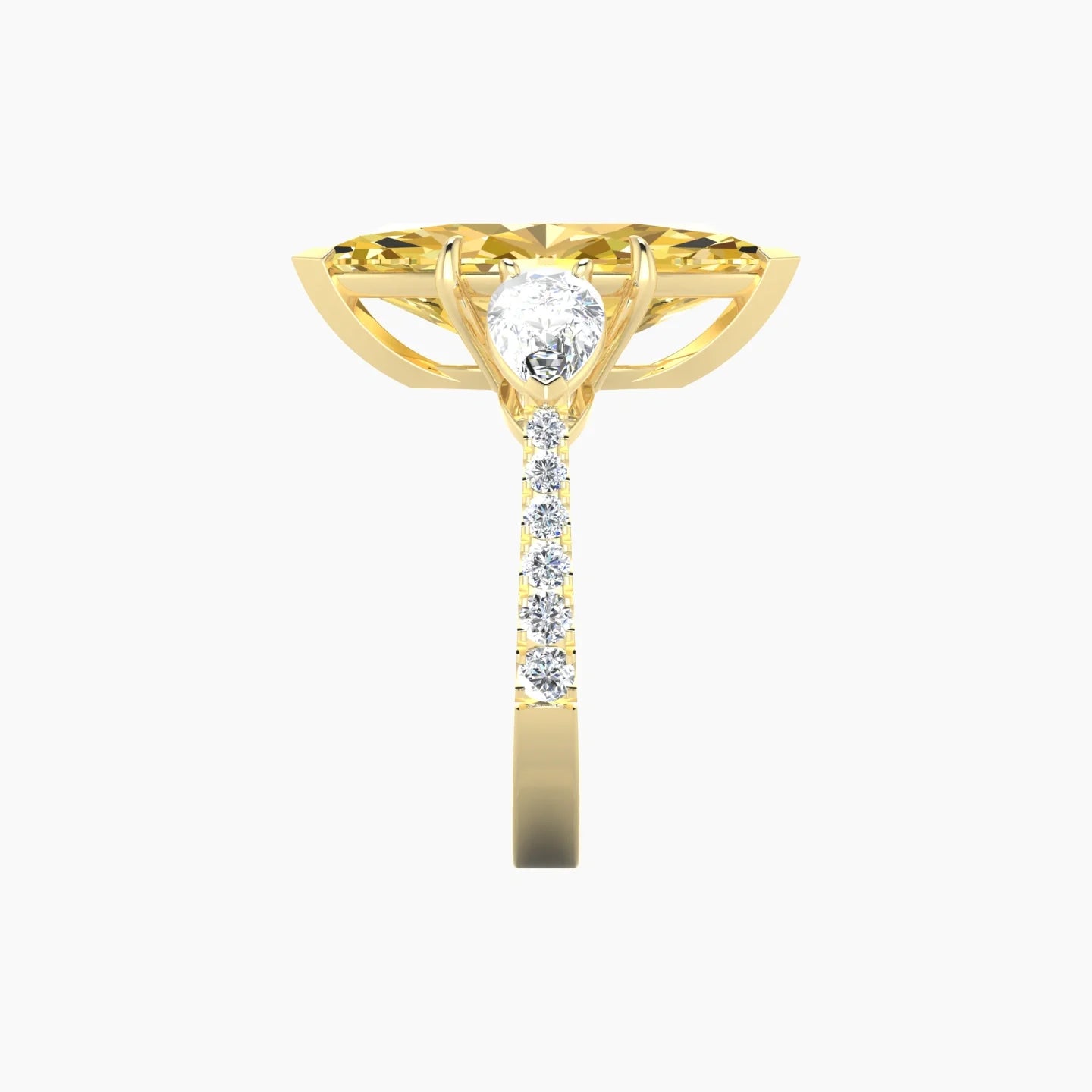 Simple Pear Trilogy with Reverse Shank | 18k Yellow Gold 5 ct Marquise Cut Ring