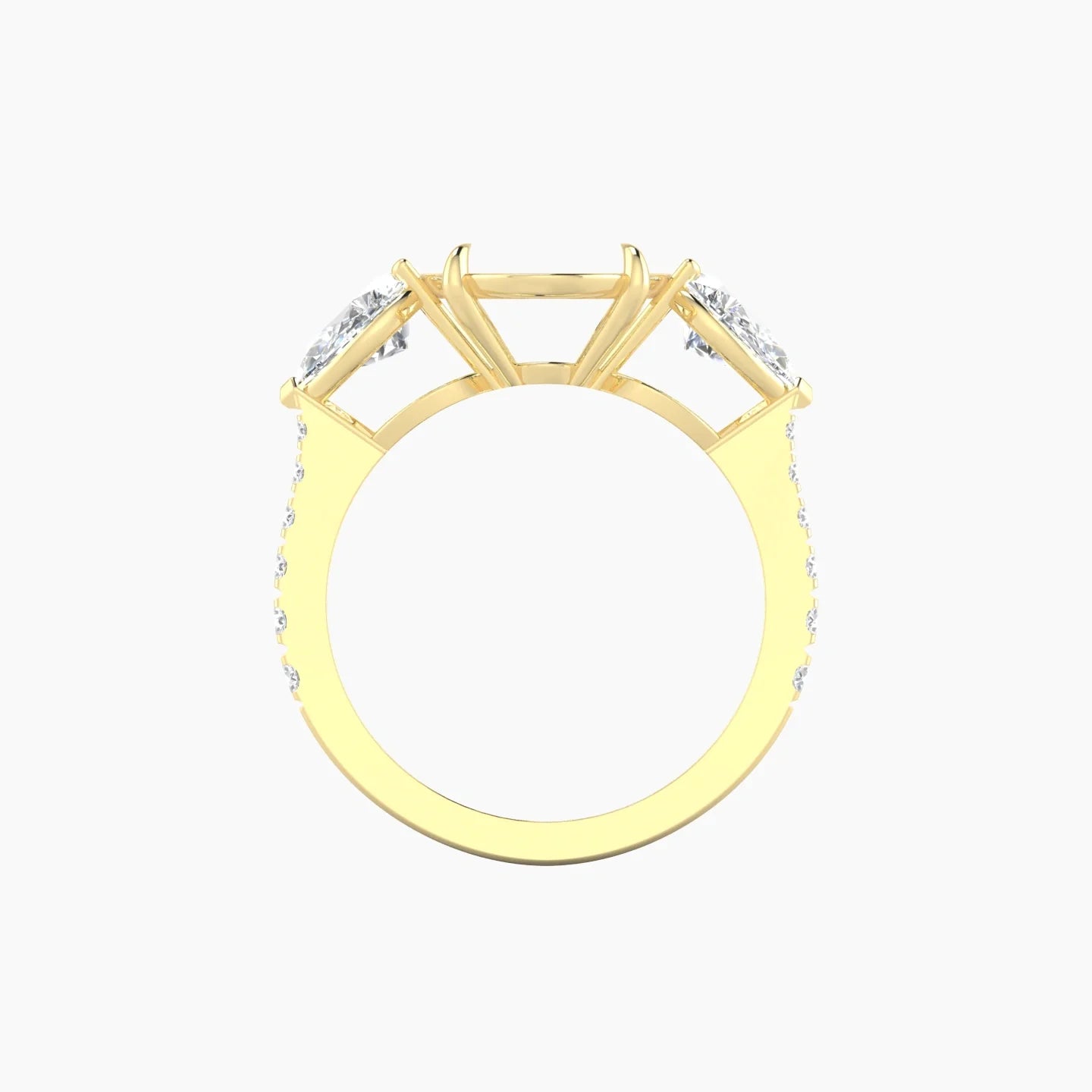 Simple Pear Trilogy with Reverse Shank | 18k Yellow Gold 5-7.99 ct Oval Cut Ring Setting