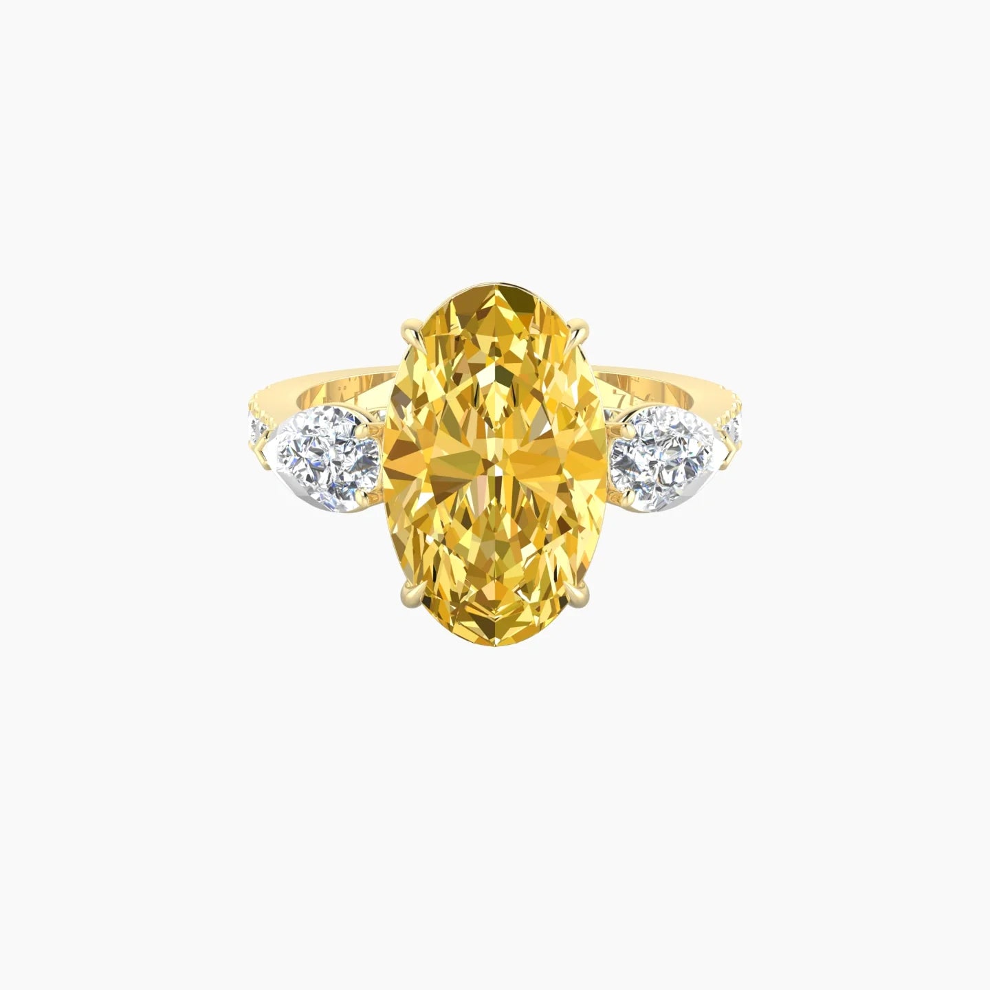 Simple Pear Trilogy with Reverse Shank | 18k Yellow Gold 5 ct Oval Cut Ring