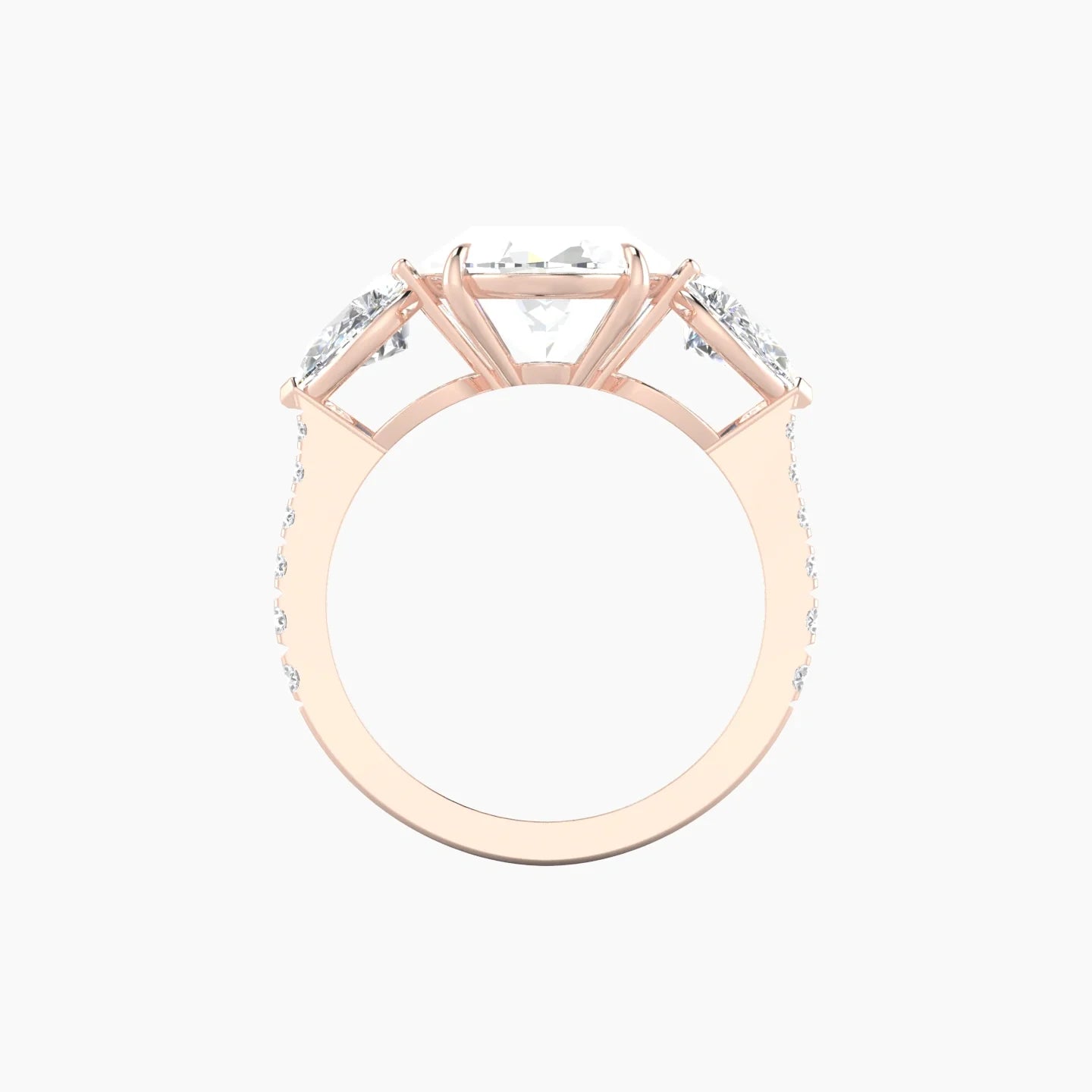 Simple Pear Trilogy with Reverse Shank | 18k Rose Gold 5 ct Oval Cut Ring