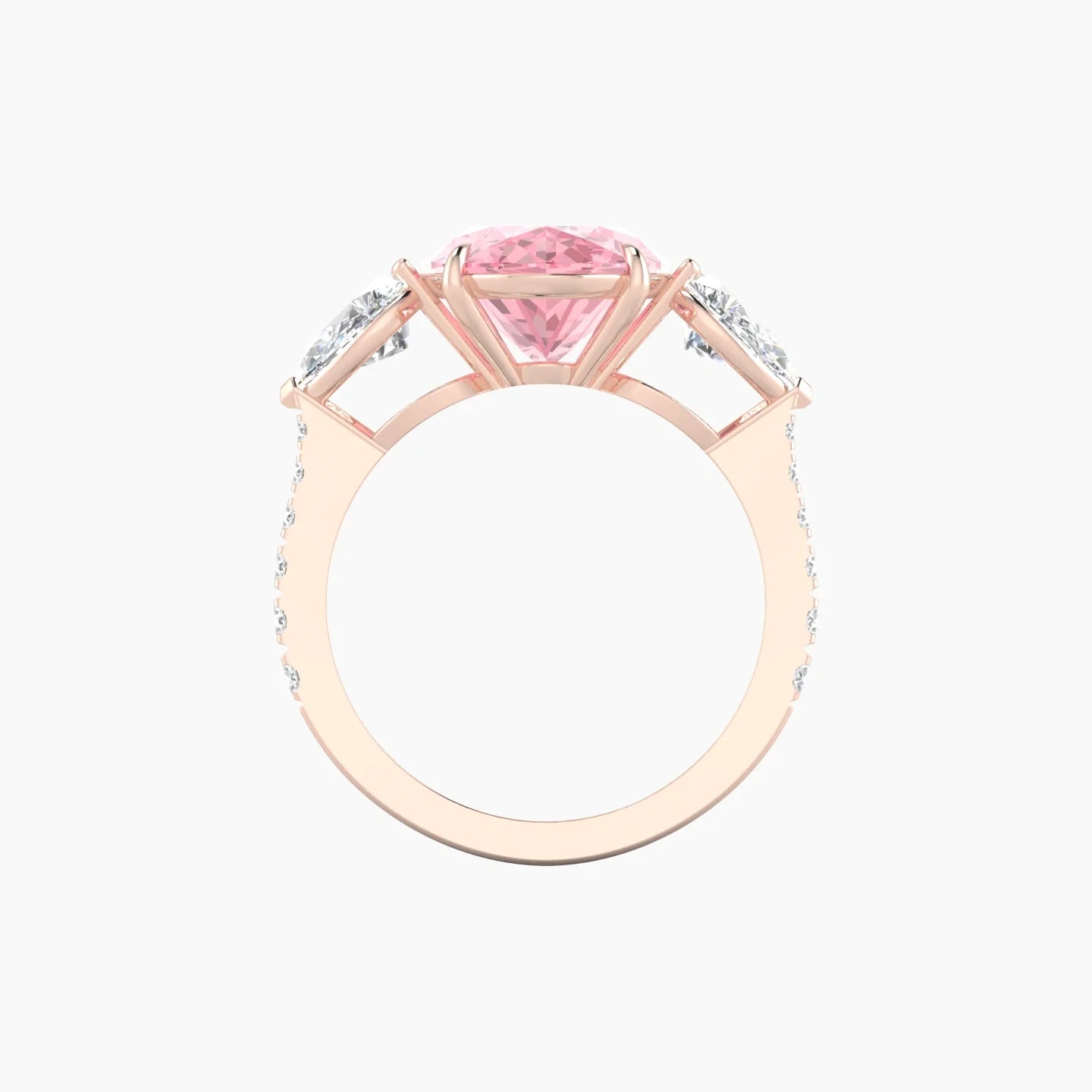 Simple Pear Trilogy with Reverse Shank | 18k Rose Gold 5 ct Oval Cut Ring