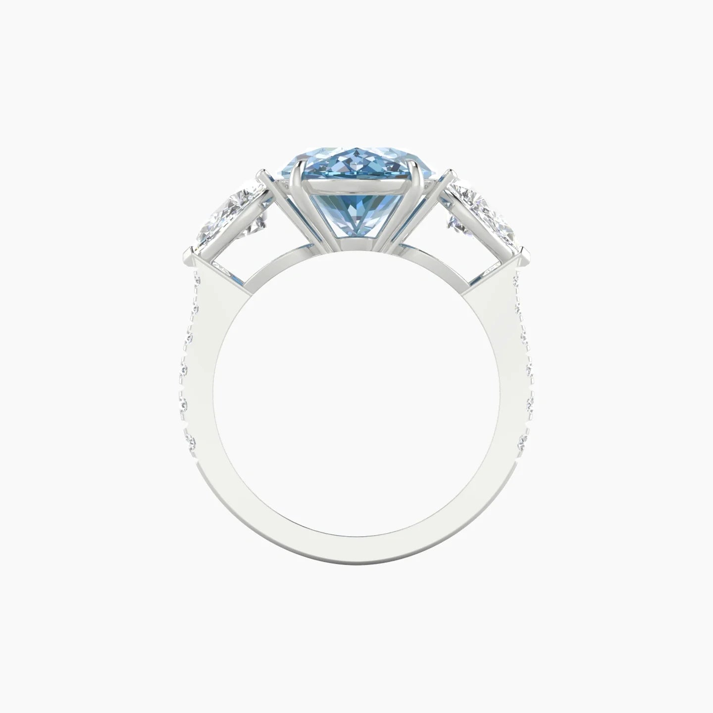 Simple Pear Trilogy with Reverse Shank | 18k White Gold 5 ct Oval Cut Ring