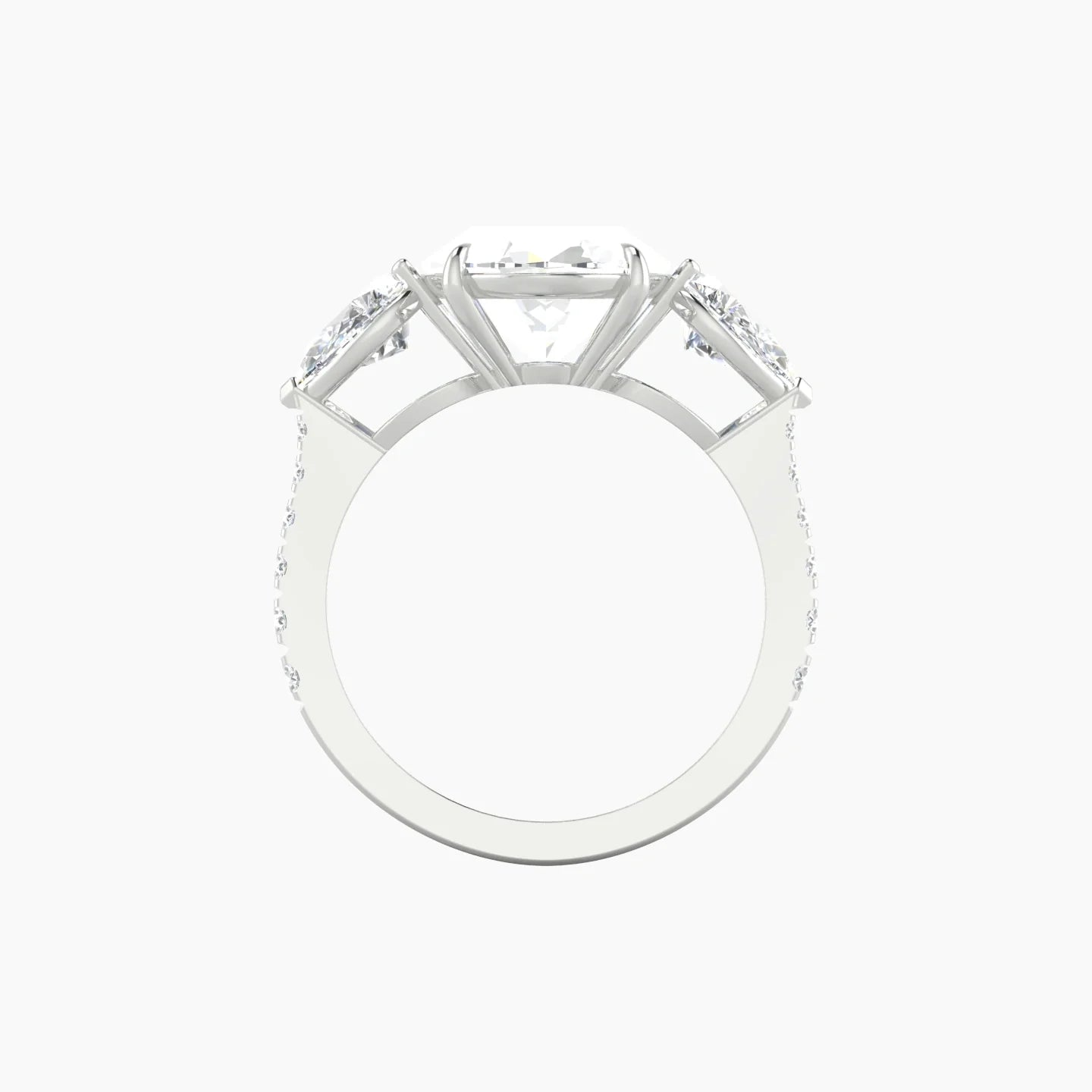 Simple Pear Trilogy with Reverse Shank | 18k White Gold 5 ct Oval Cut Ring