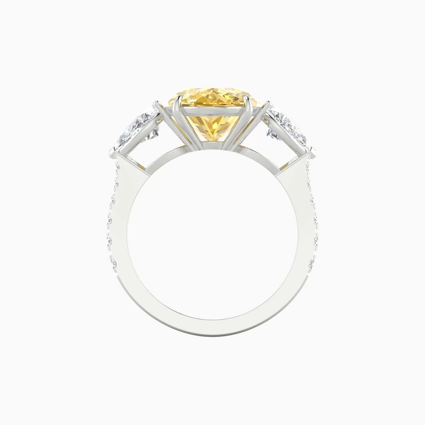 Simple Pear Trilogy with Reverse Shank | 18k White Gold 5 ct Oval Cut Ring