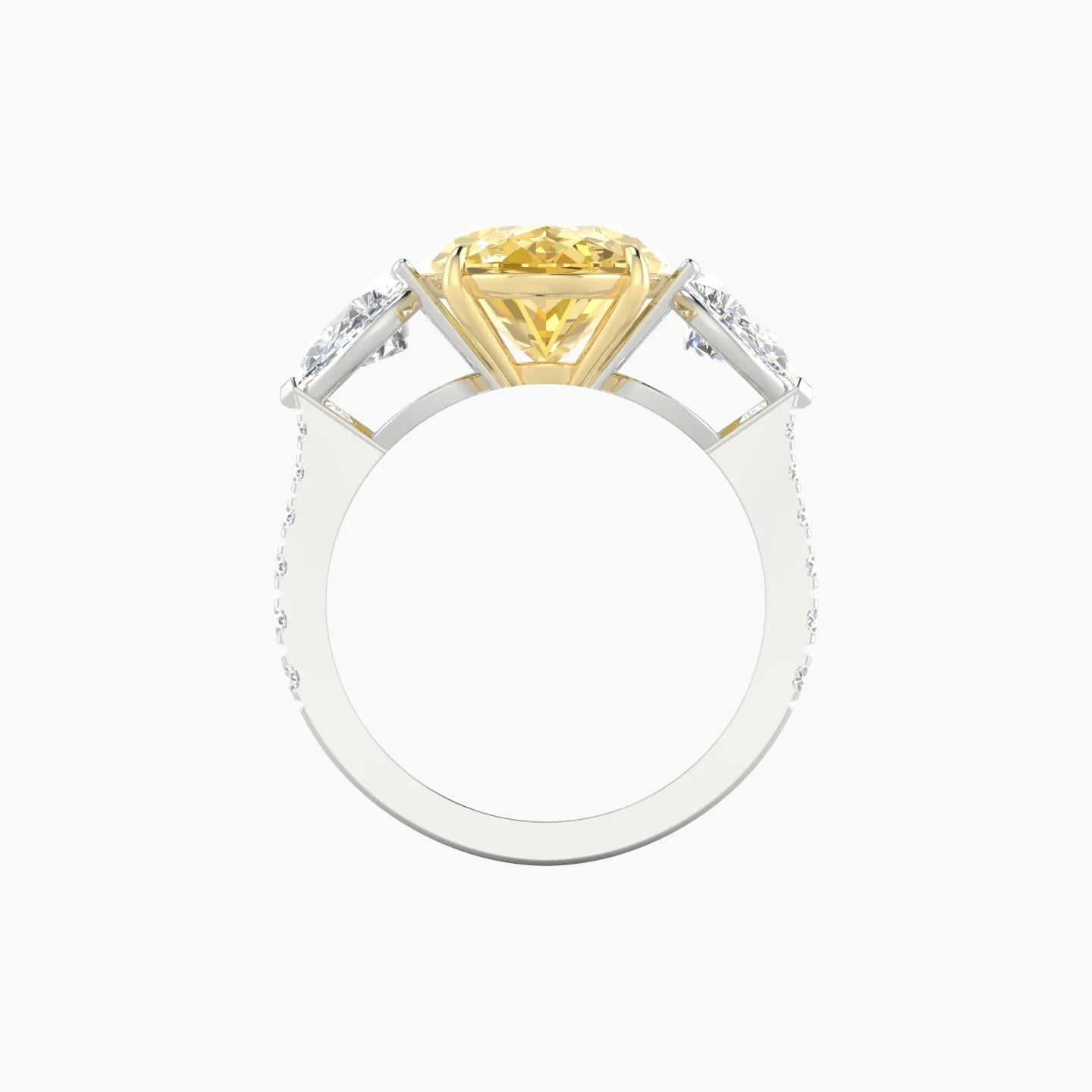 Simple Pear Trilogy with Reverse Shank | 18k White & Yellow Gold 5 ct Oval Cut Ring