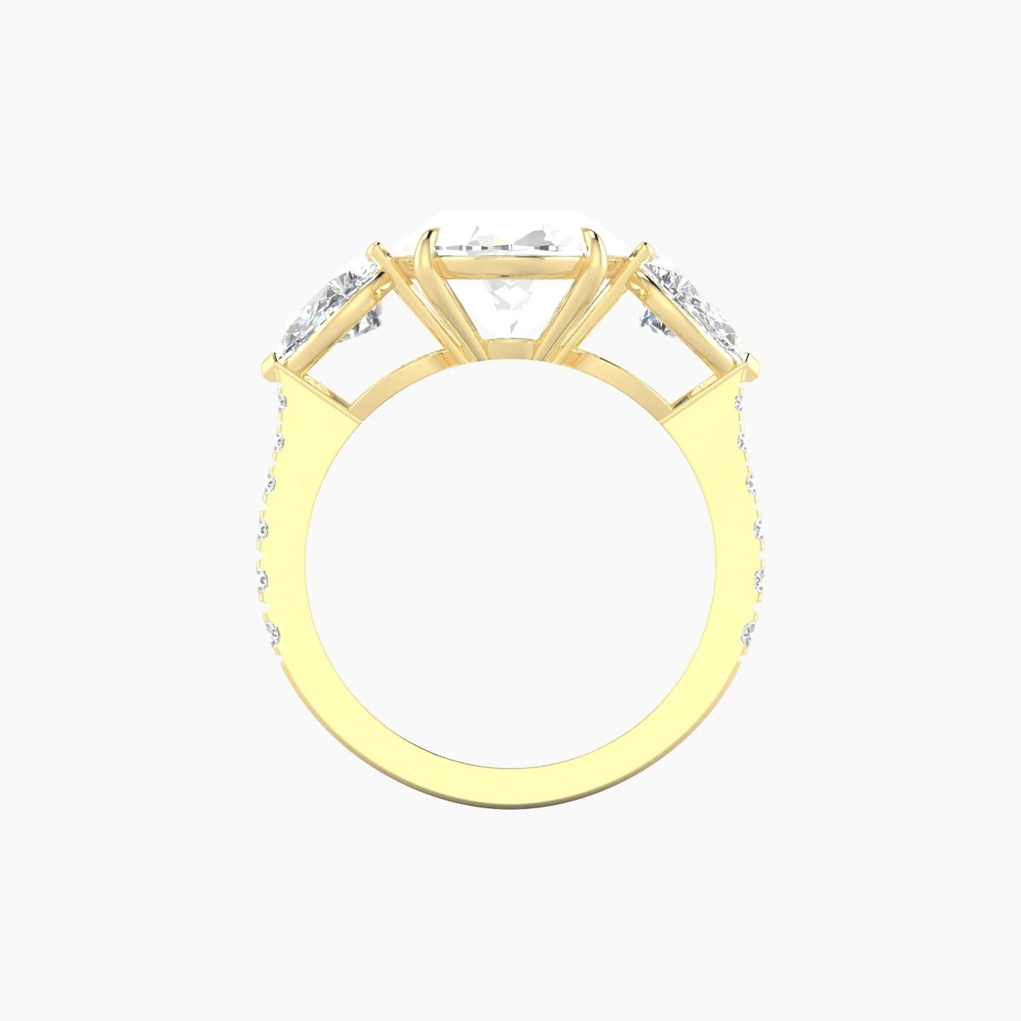 Simple Pear Trilogy with Reverse Shank | 18k Yellow Gold 5 ct Oval Cut Ring