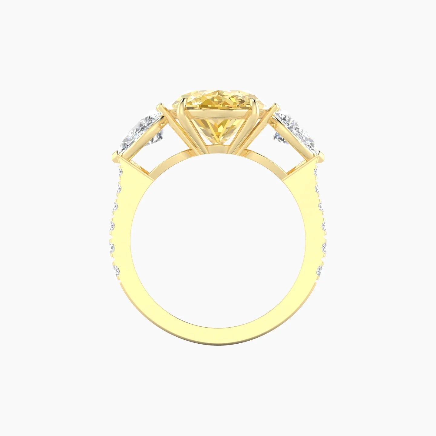 Simple Pear Trilogy with Reverse Shank | 18k Yellow Gold 5 ct Oval Cut Ring