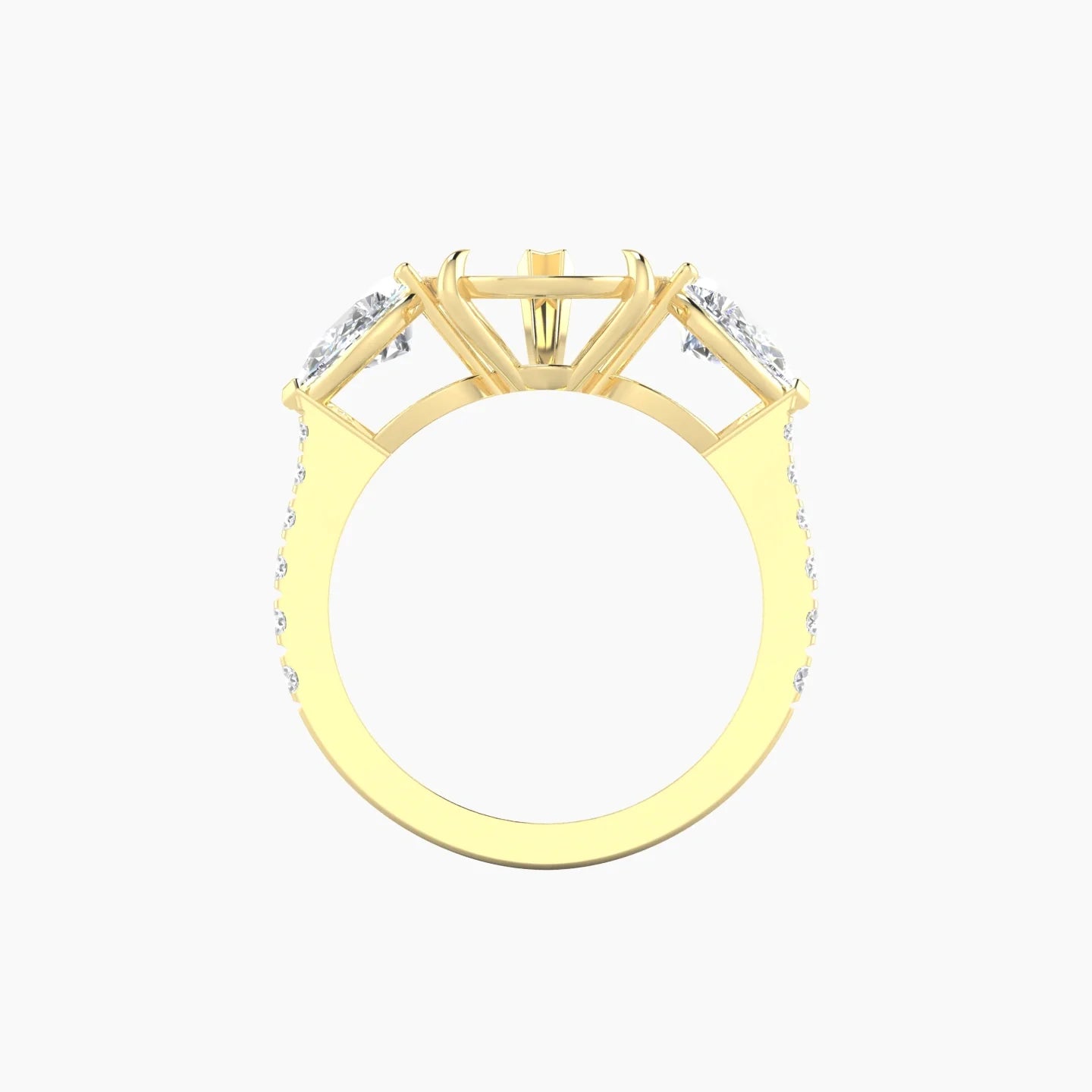 Simple Pear Trilogy with Reverse Shank | 18k Yellow Gold 5-7.99 ct Pear Cut Ring Setting