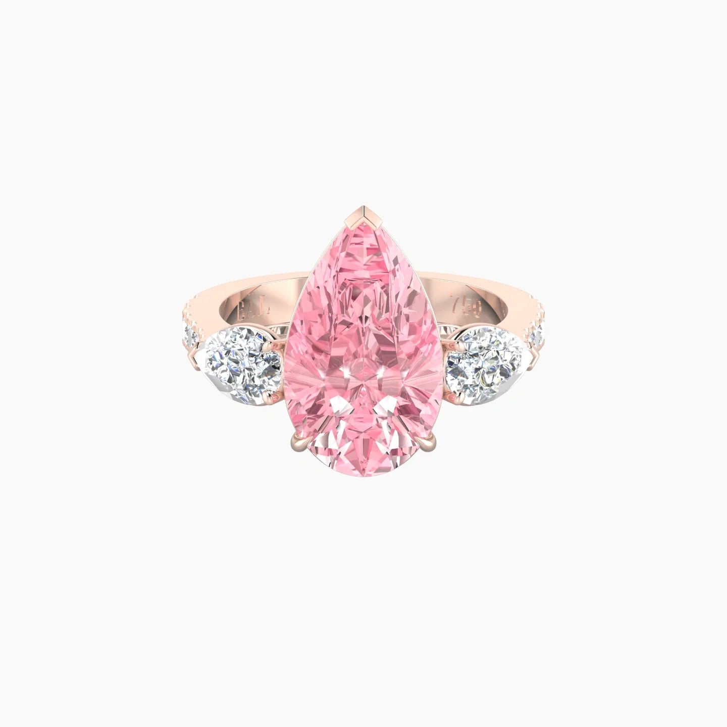 Simple Pear Trilogy with Reverse Shank | 18k Rose Gold 5 ct Pear Cut Ring