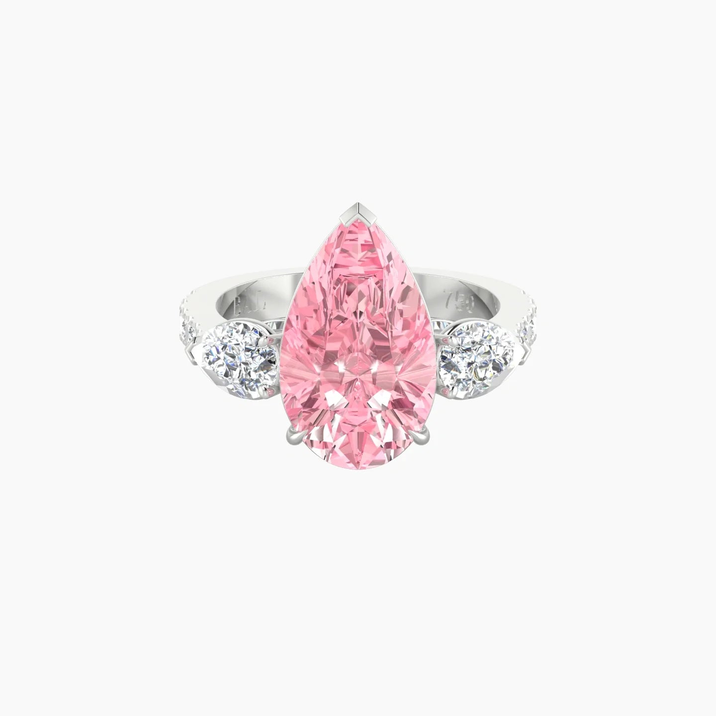 Simple Pear Trilogy with Reverse Shank | 18k White Gold 5 ct Pear Cut Ring