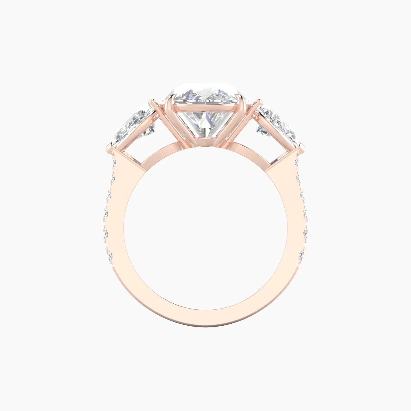 Simple Pear Trilogy with Reverse Shank | 18k Rose Gold 5 ct Pear Cut Ring