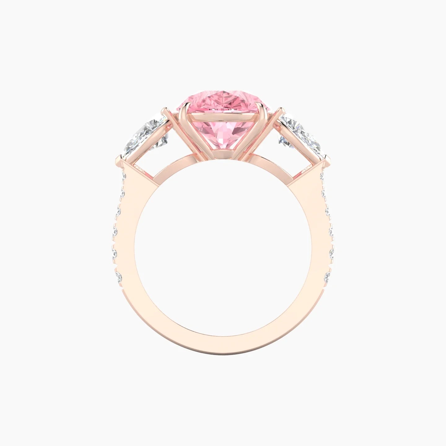 Simple Pear Trilogy with Reverse Shank | 18k Rose Gold 5 ct Pear Cut Ring