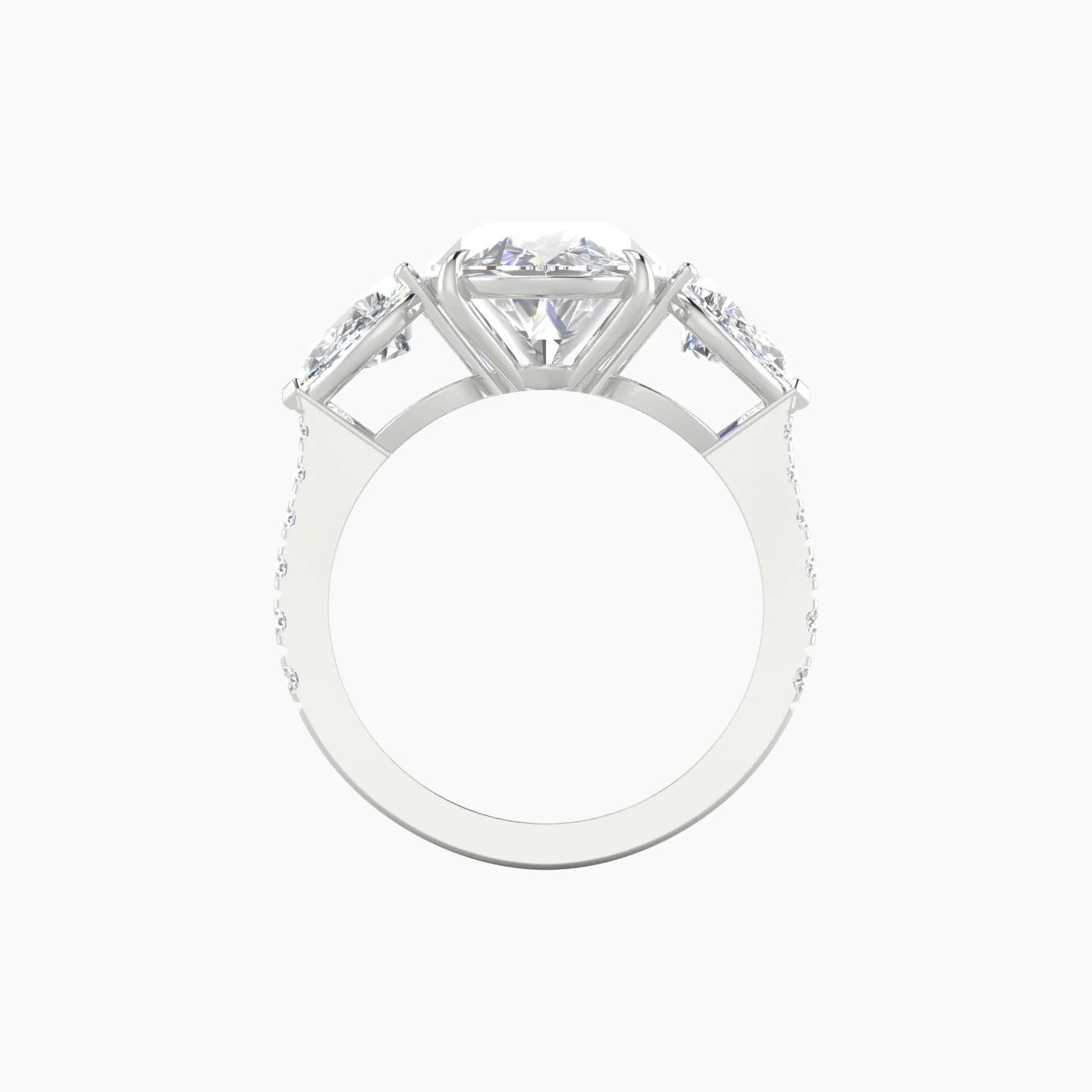 Simple Pear Trilogy with Reverse Shank | 18k White Gold 5 ct Pear Cut Ring
