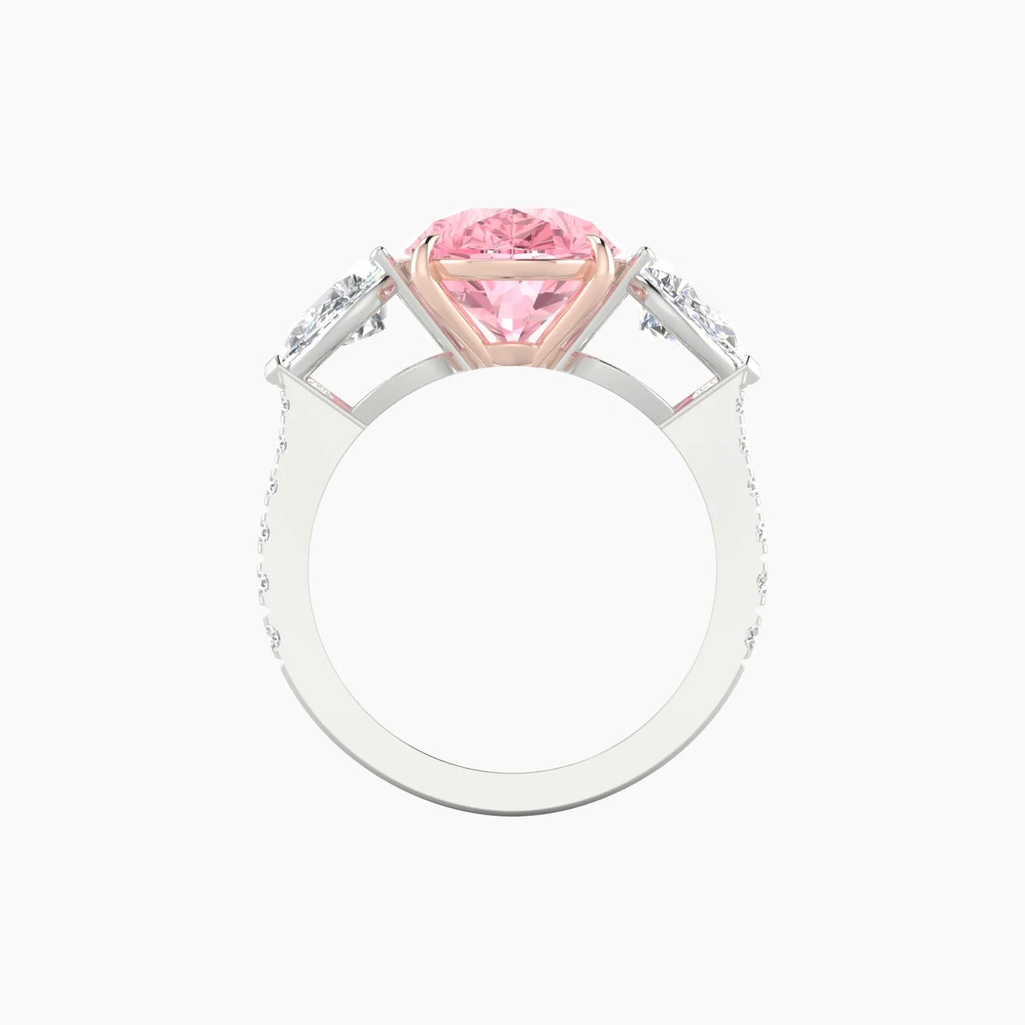 Simple Pear Trilogy with Reverse Shank | 18k White & Rose Gold 5 ct Pear Cut Ring