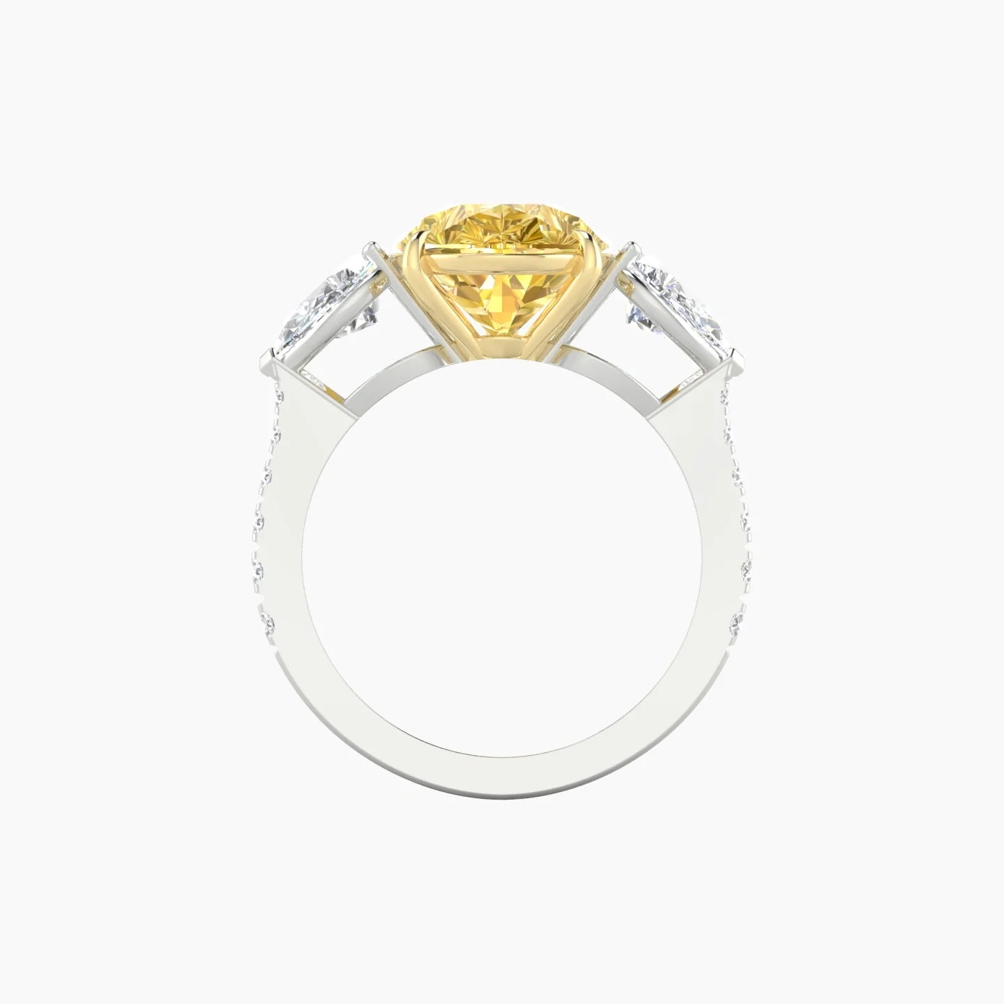 Simple Pear Trilogy with Reverse Shank | 18k White & Yellow Gold 5 ct Pear Cut Ring