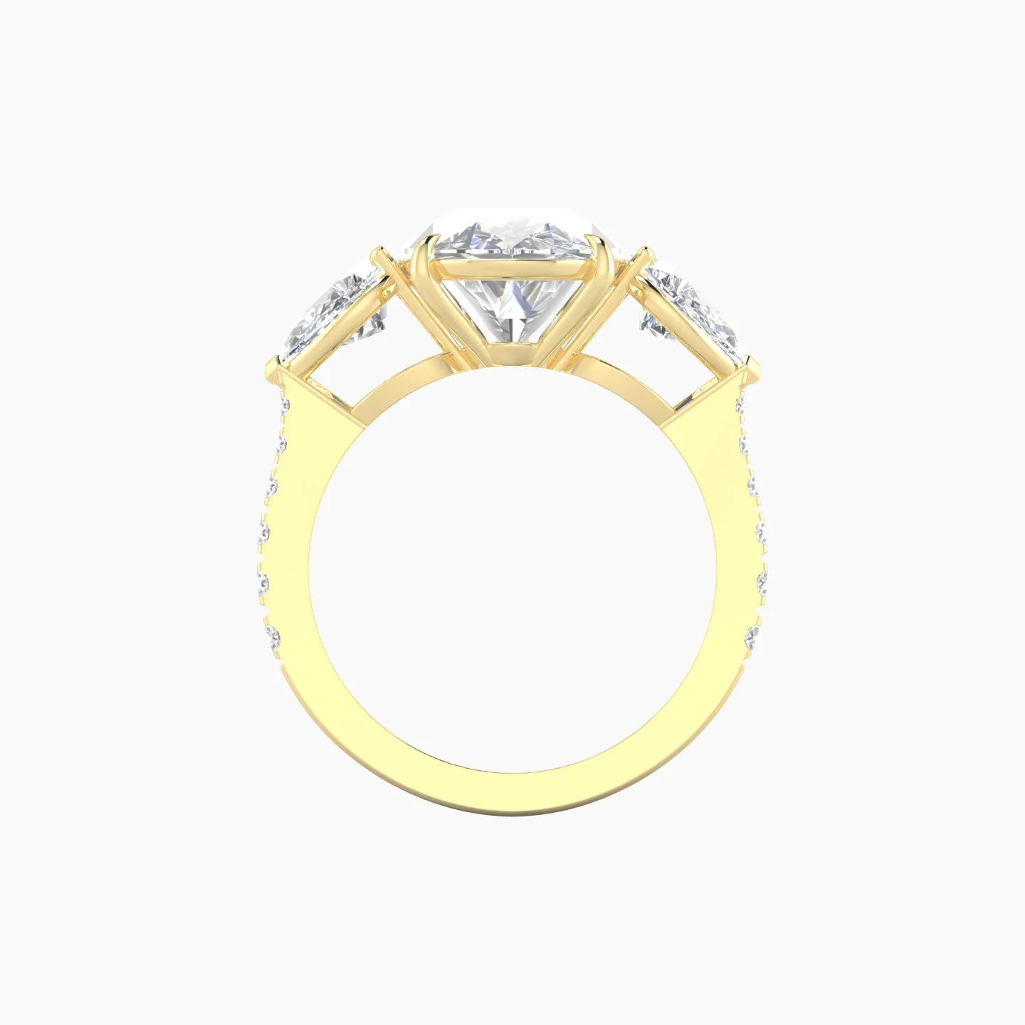Simple Pear Trilogy with Reverse Shank | 18k Yellow Gold 5 ct Pear Cut Ring