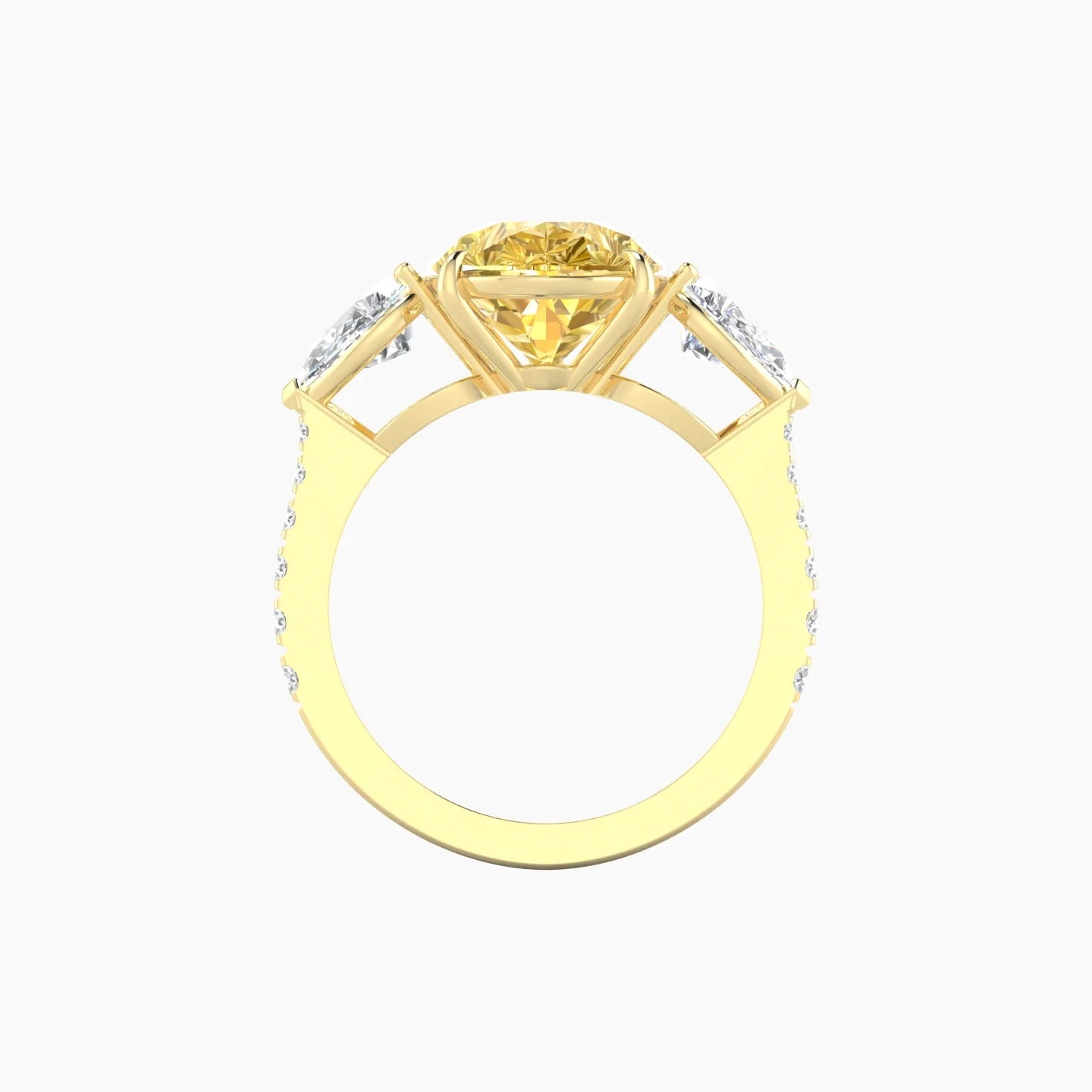 Simple Pear Trilogy with Reverse Shank | 18k Yellow Gold 5 ct Pear Cut Ring