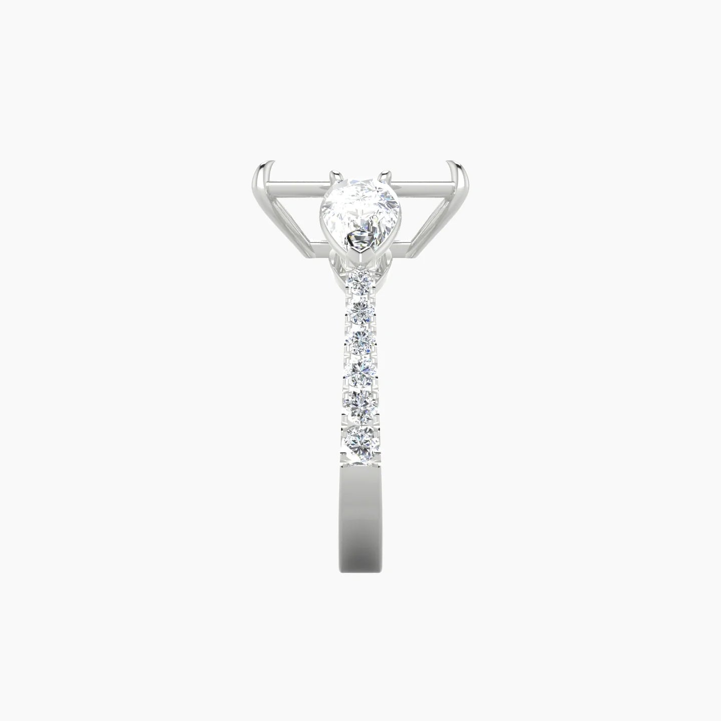 Simple Pear Trilogy with Reverse Shank | 18k White Gold 5-7.99 ct Radiant Cut Ring Setting