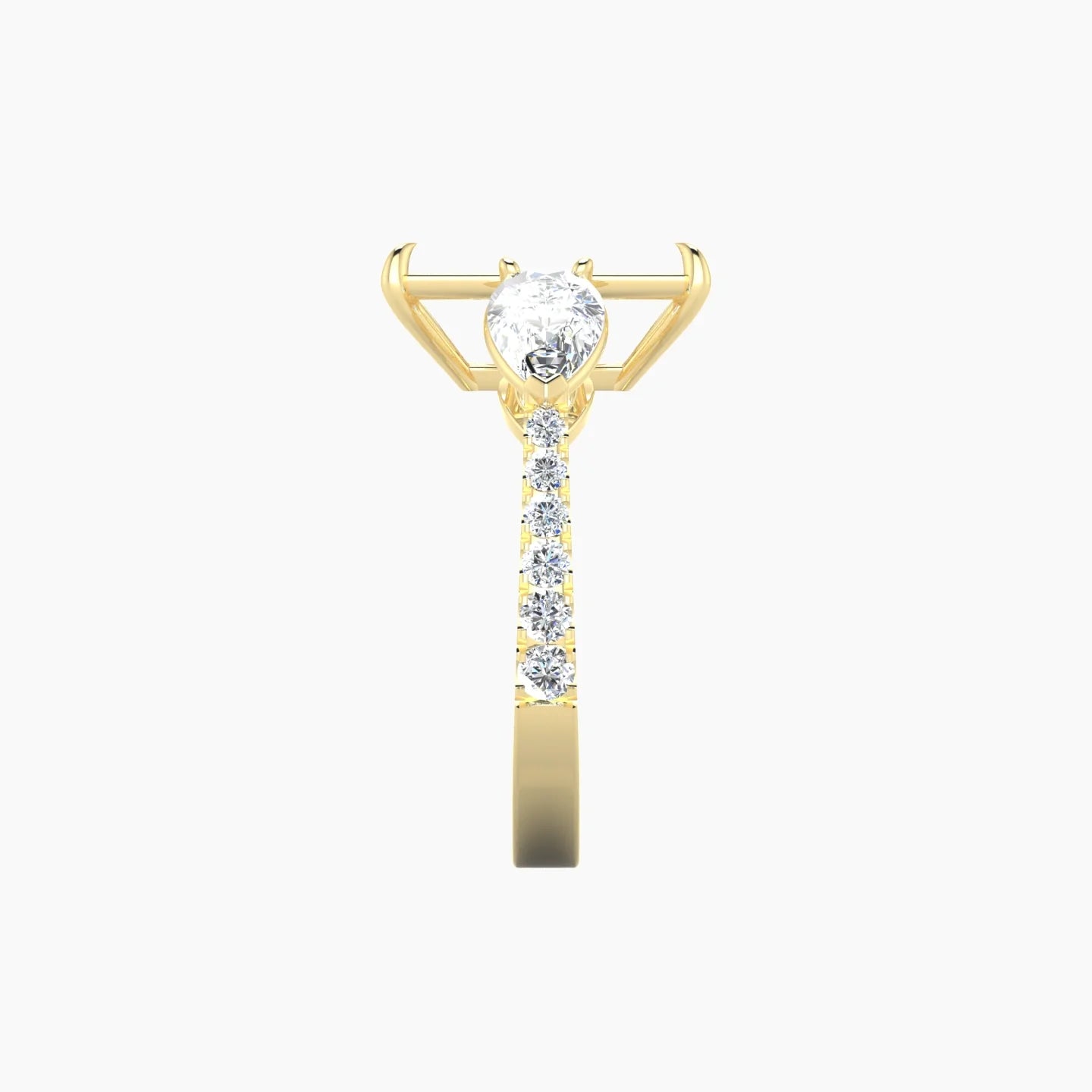 Simple Pear Trilogy with Reverse Shank | 18k Yellow Gold 5-7.99 ct Radiant Cut Ring Setting
