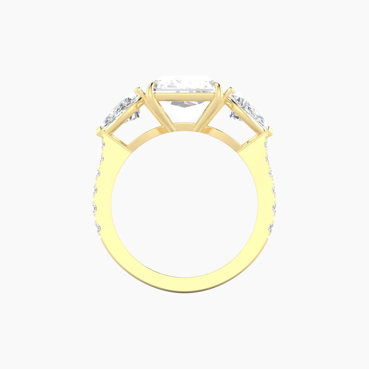 Simple Pear Trilogy with Reverse Shank | 18k Yellow Gold 5 ct Radiant Cut Ring
