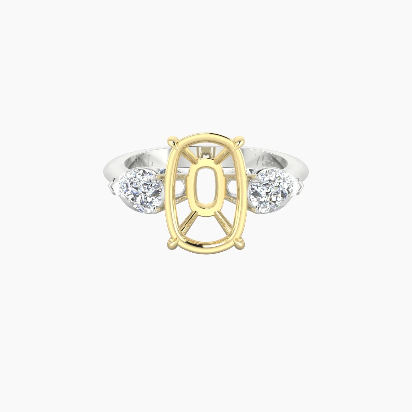 Simple Pear Trilogy | 18k White & Yellow Gold 5-7.99 ct Cushion Cut Ring Setting