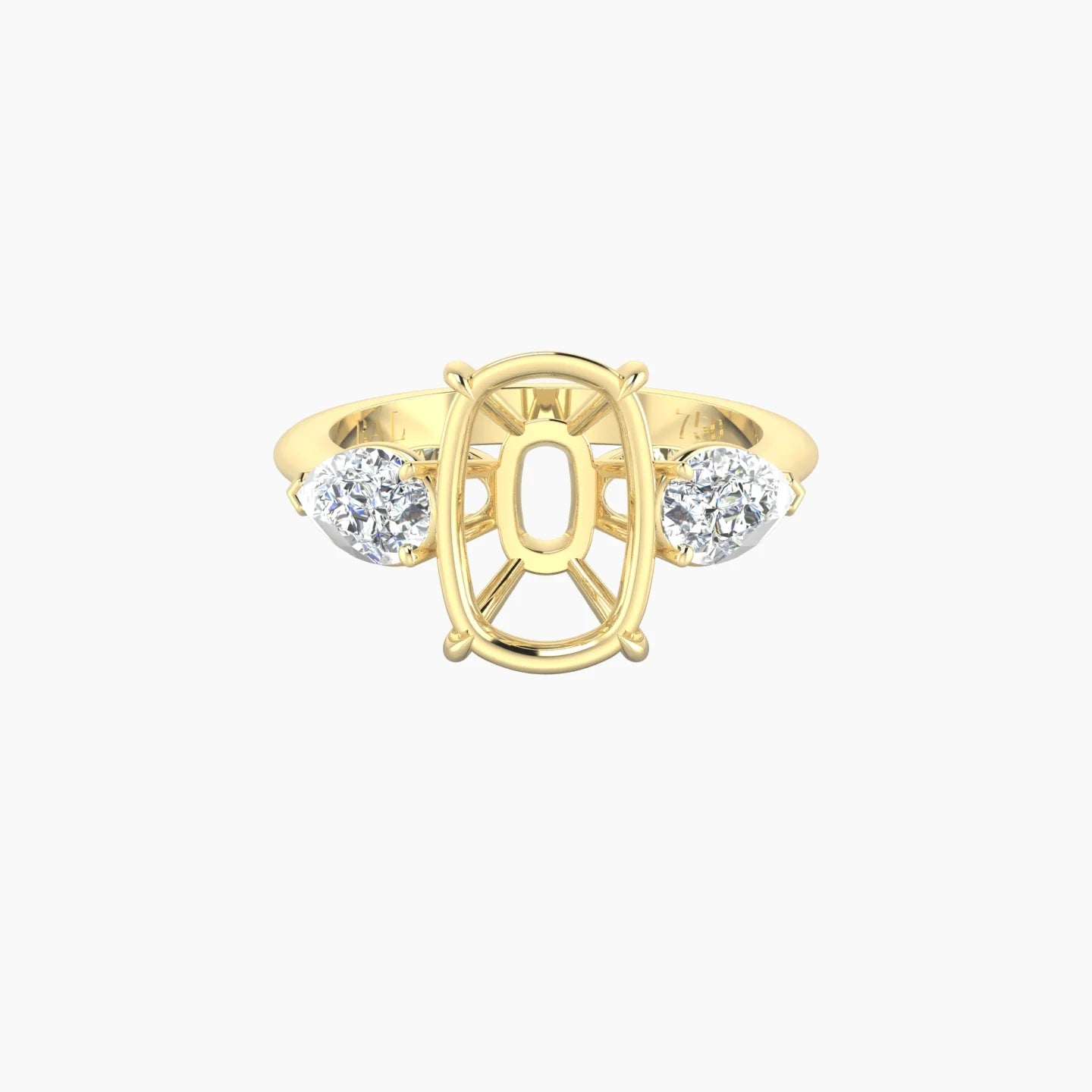 Simple Pear Trilogy | 18k Yellow Gold 5-7.99 ct Cushion Cut Ring Setting