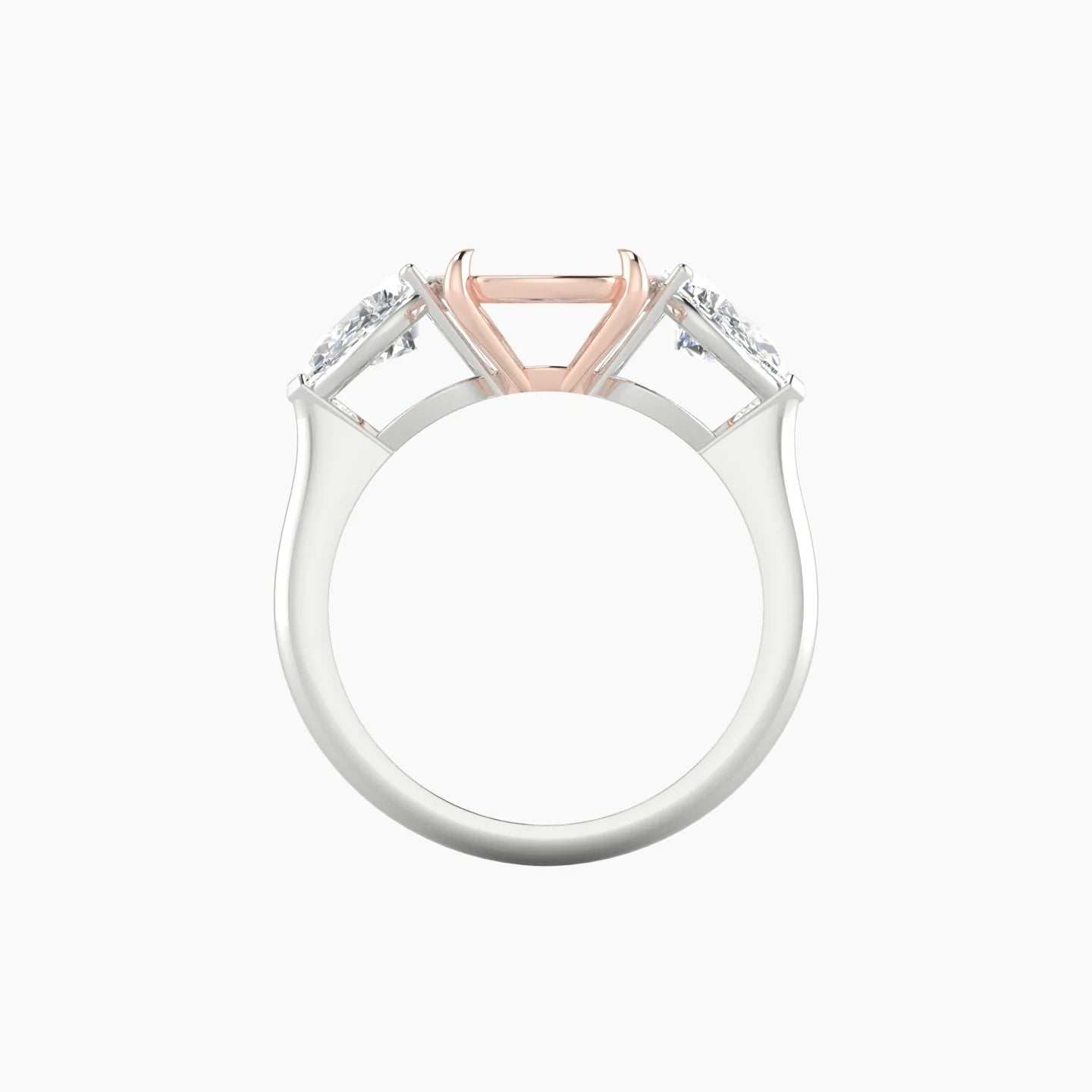 Simple Pear Trilogy | 18k White & Rose Gold 5-7.99 ct Cushion Cut Ring Setting