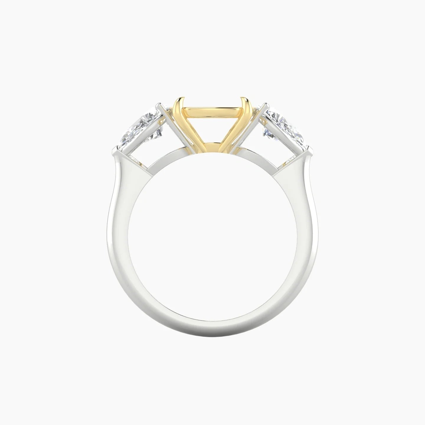 Simple Pear Trilogy | 18k White & Yellow Gold 5-7.99 ct Cushion Cut Ring Setting