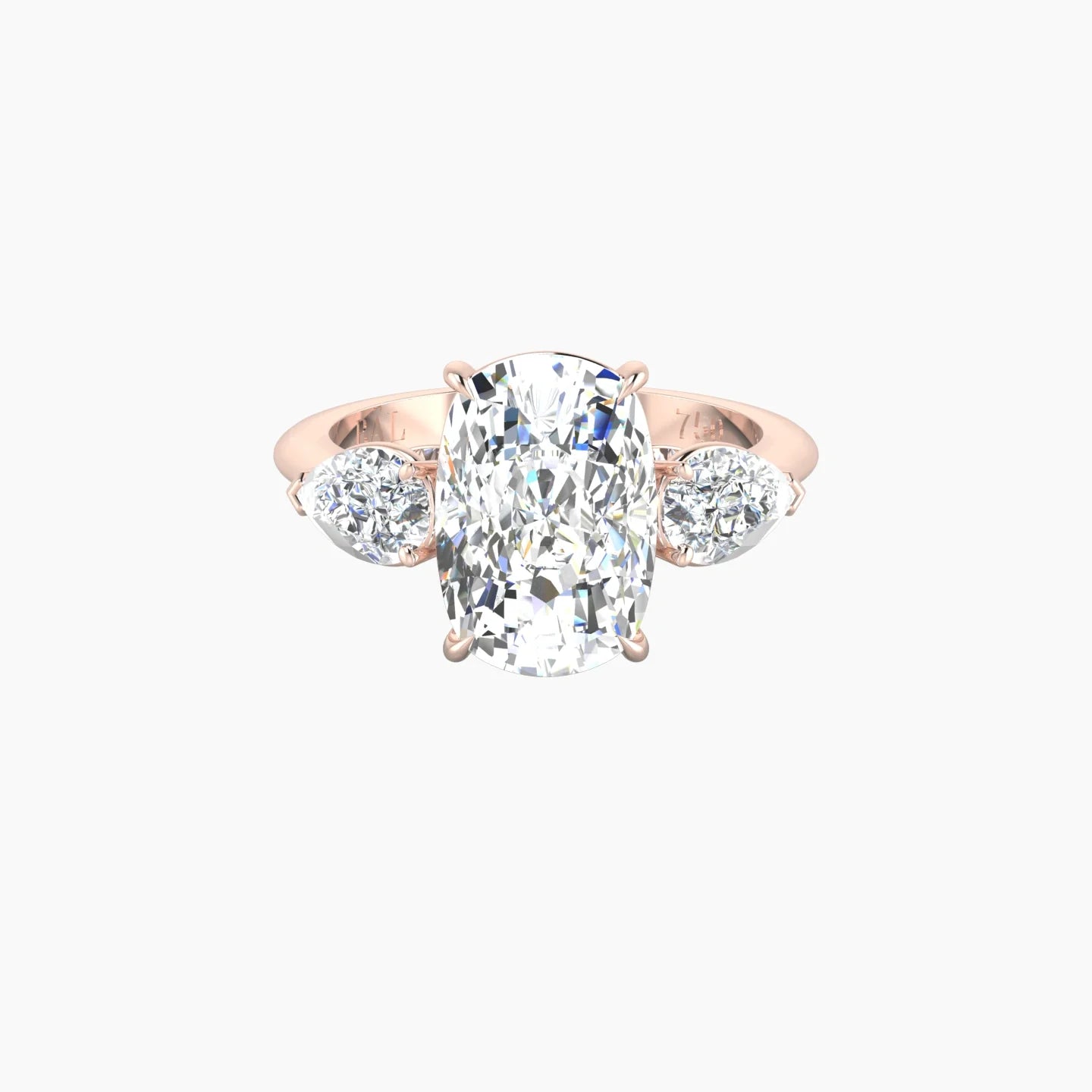 Simple Pear Trilogy | 18k Rose Gold 5 ct Cushion Cut Ring