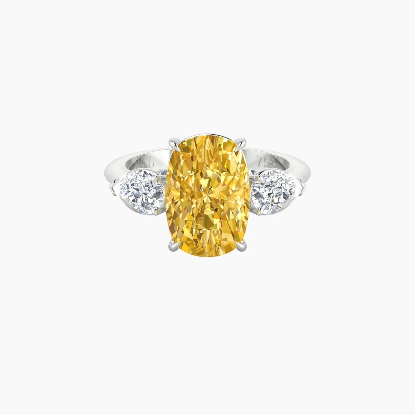 Simple Pear Trilogy | 18k White Gold 5 ct Cushion Cut Ring