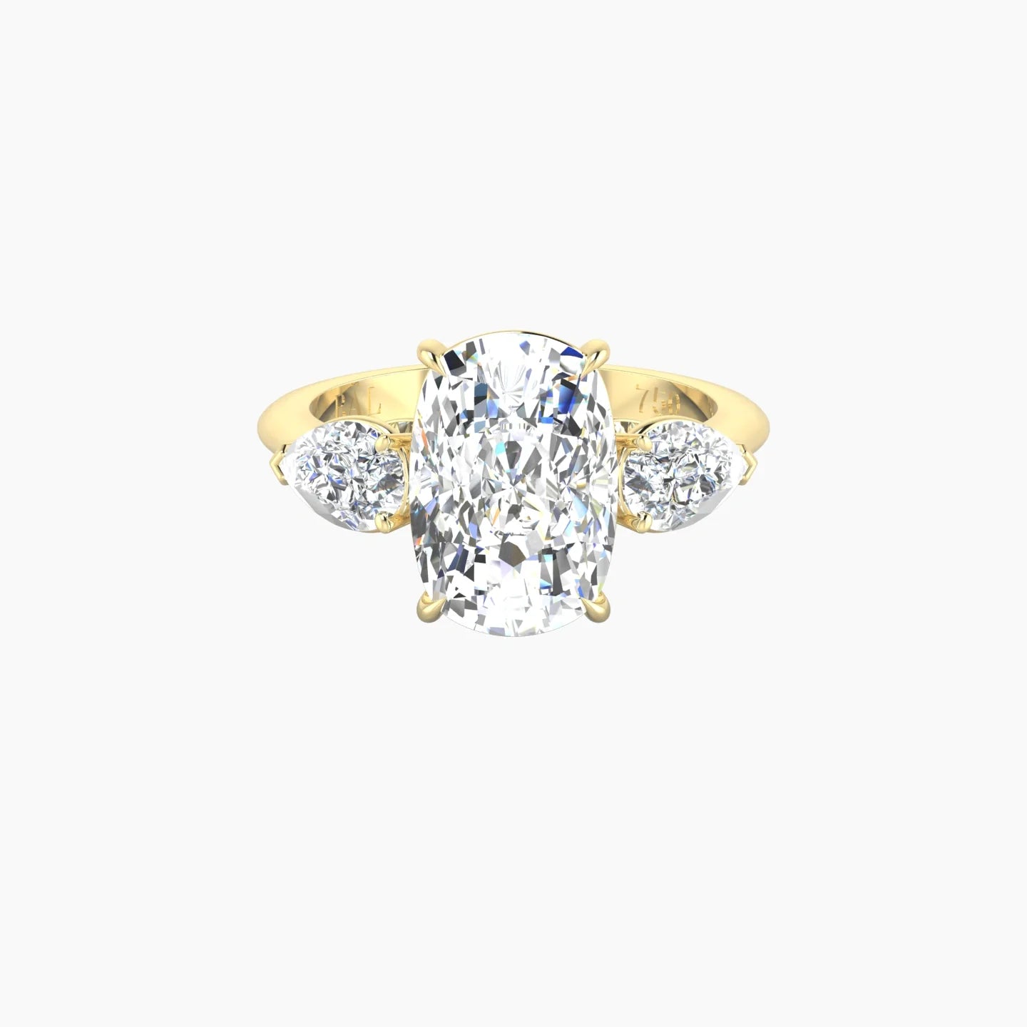 Simple Pear Trilogy | 18k Yellow Gold 5 ct Cushion Cut Ring