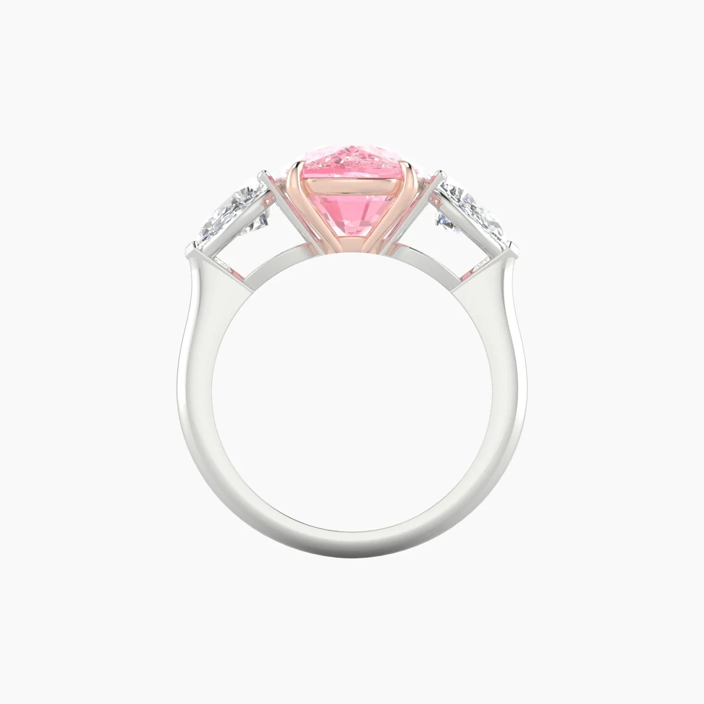 Simple Pear Trilogy | 18k White & Rose Gold 5 ct Cushion Cut Ring
