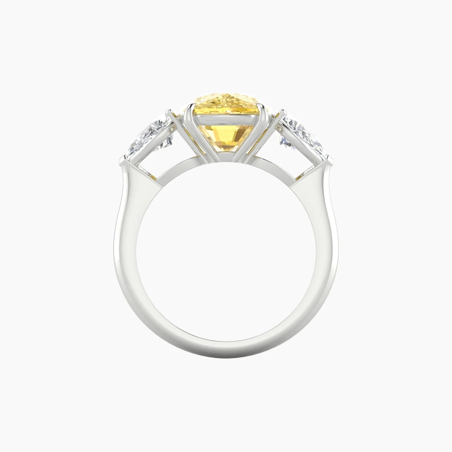 Simple Pear Trilogy | 18k White Gold 5 ct Cushion Cut Ring