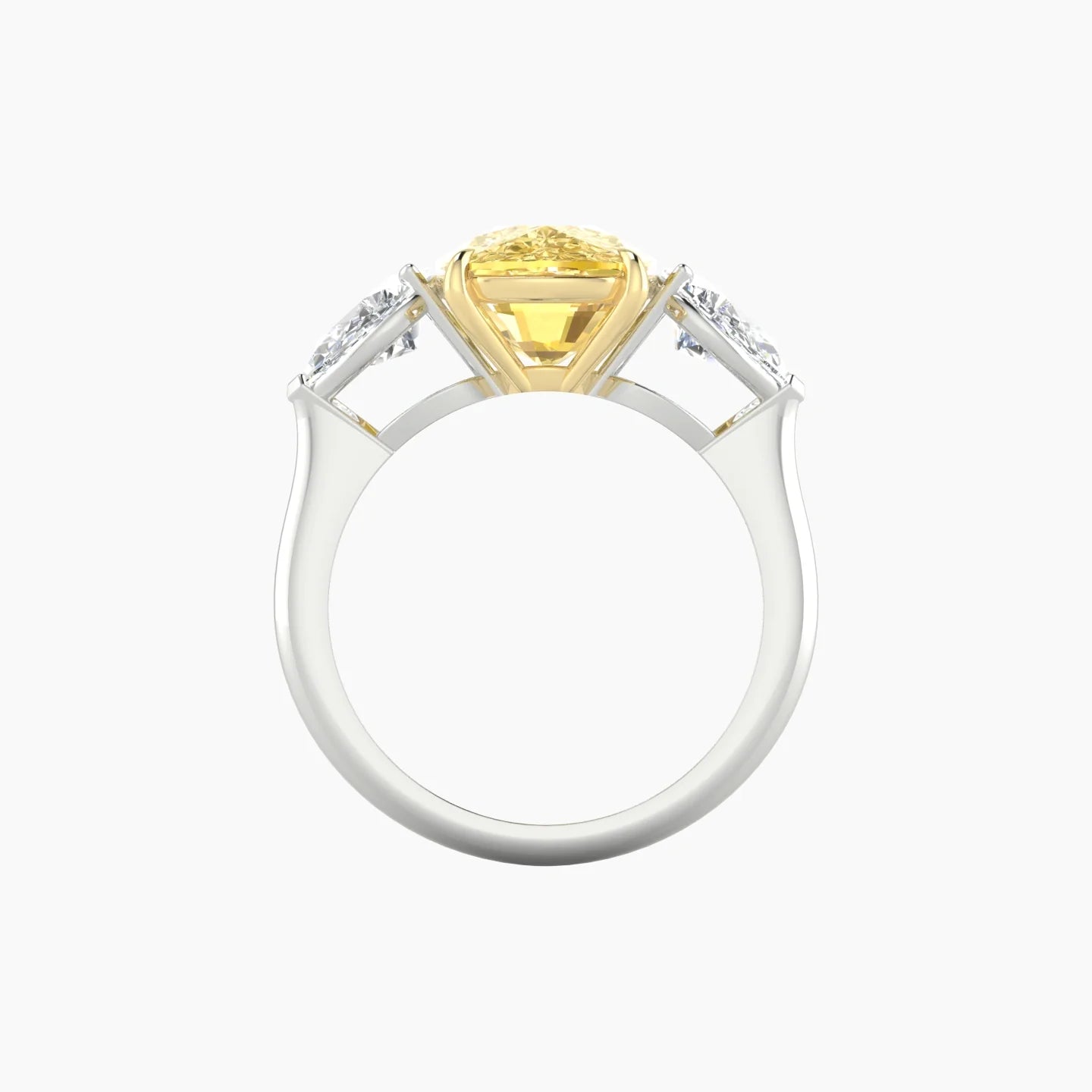 Simple Pear Trilogy | 18k White & Yellow Gold 5 ct Cushion Cut Ring