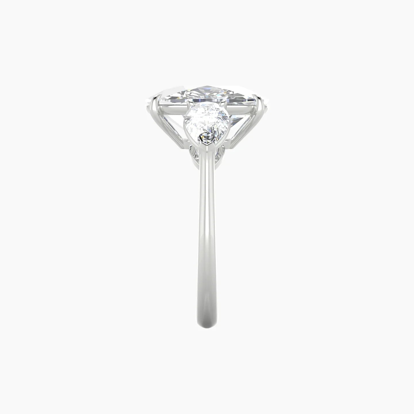 Simple Pear Trilogy | 18k White Gold 5 ct Cushion Cut Ring