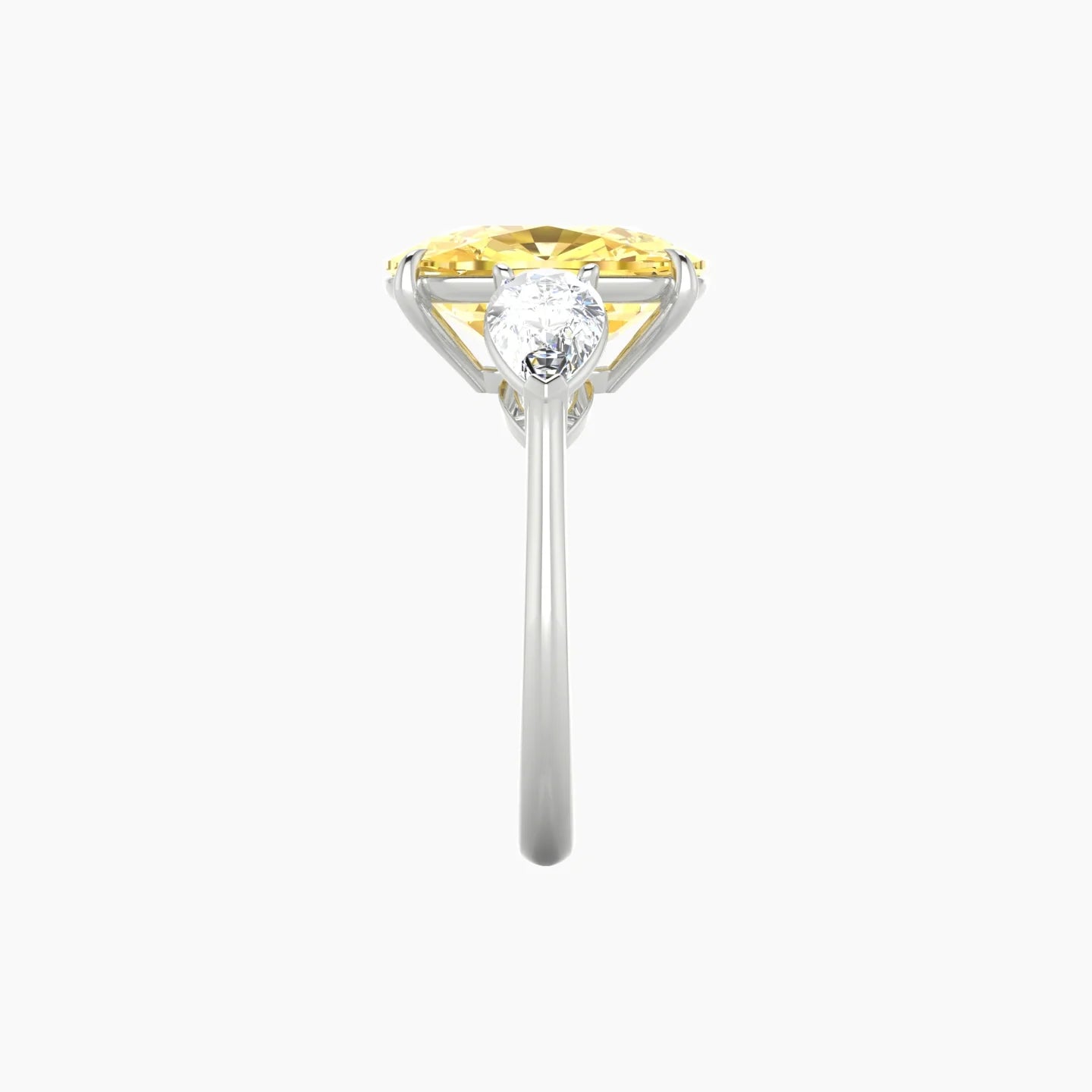Simple Pear Trilogy | 18k White Gold 5 ct Cushion Cut Ring