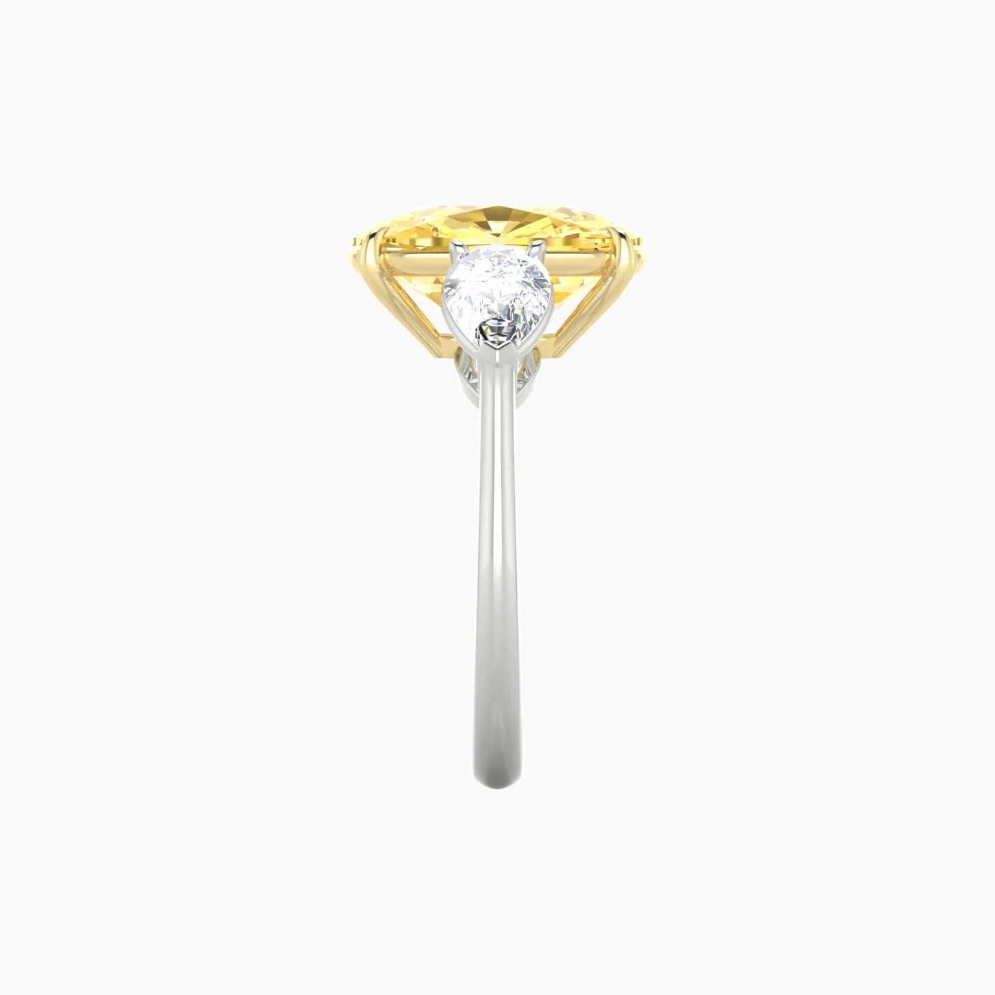 Simple Pear Trilogy | 18k White & Yellow Gold 5 ct Cushion Cut Ring